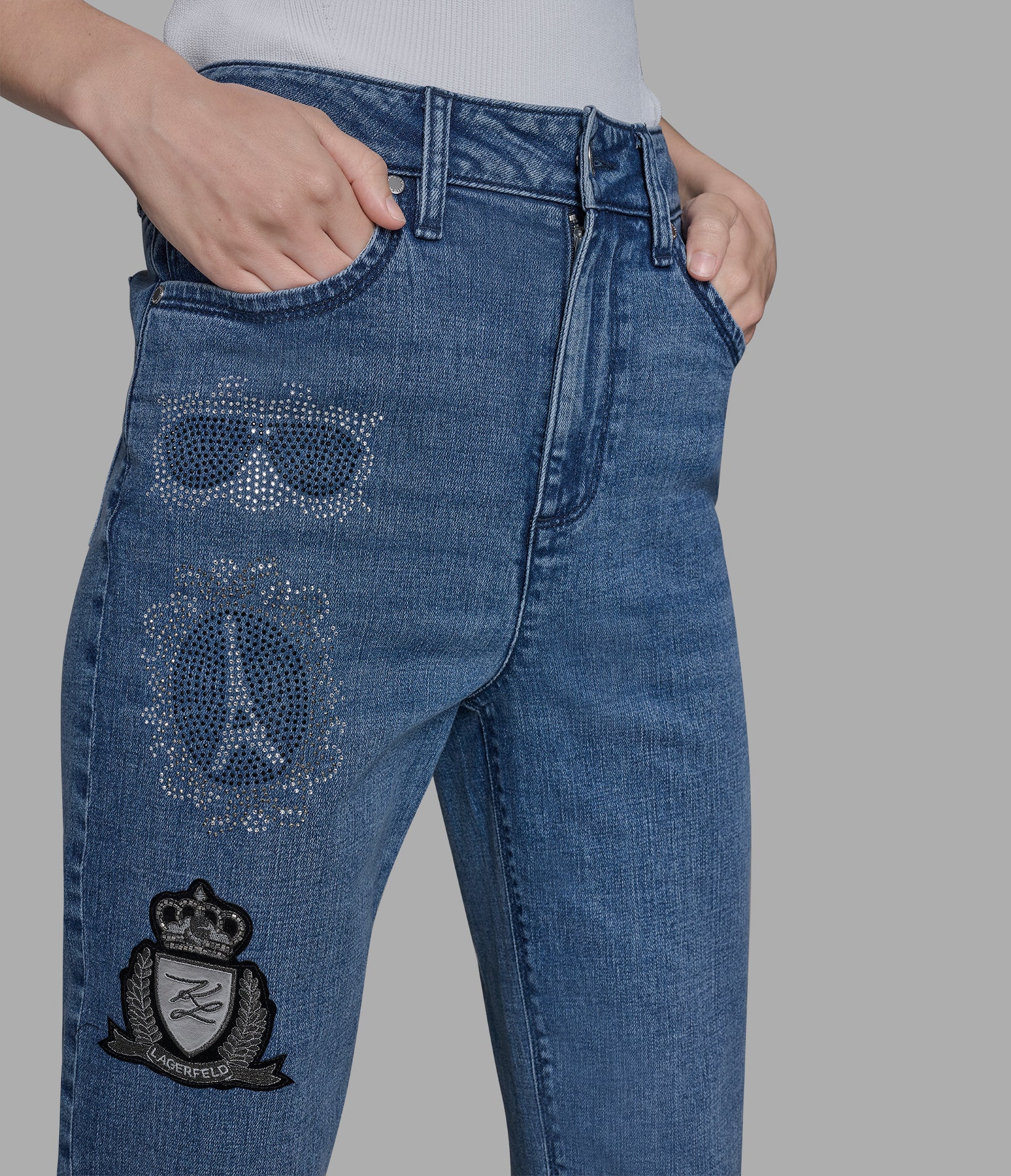 Straight Leg Jean With Patches | Denim | Karl Lagerfeld Paris