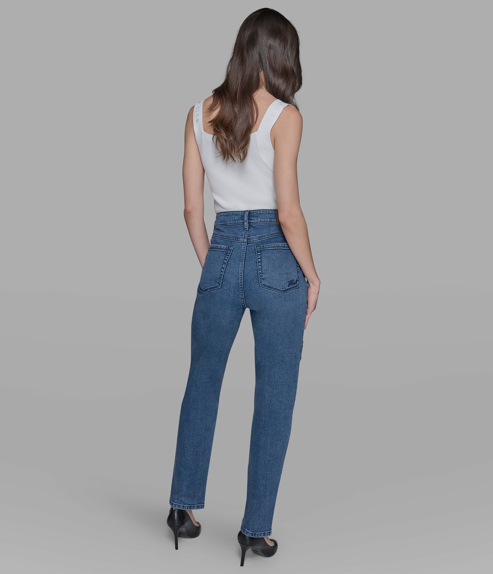 STRAIGHT LEG JEAN WITH PATCHES VIEW 6