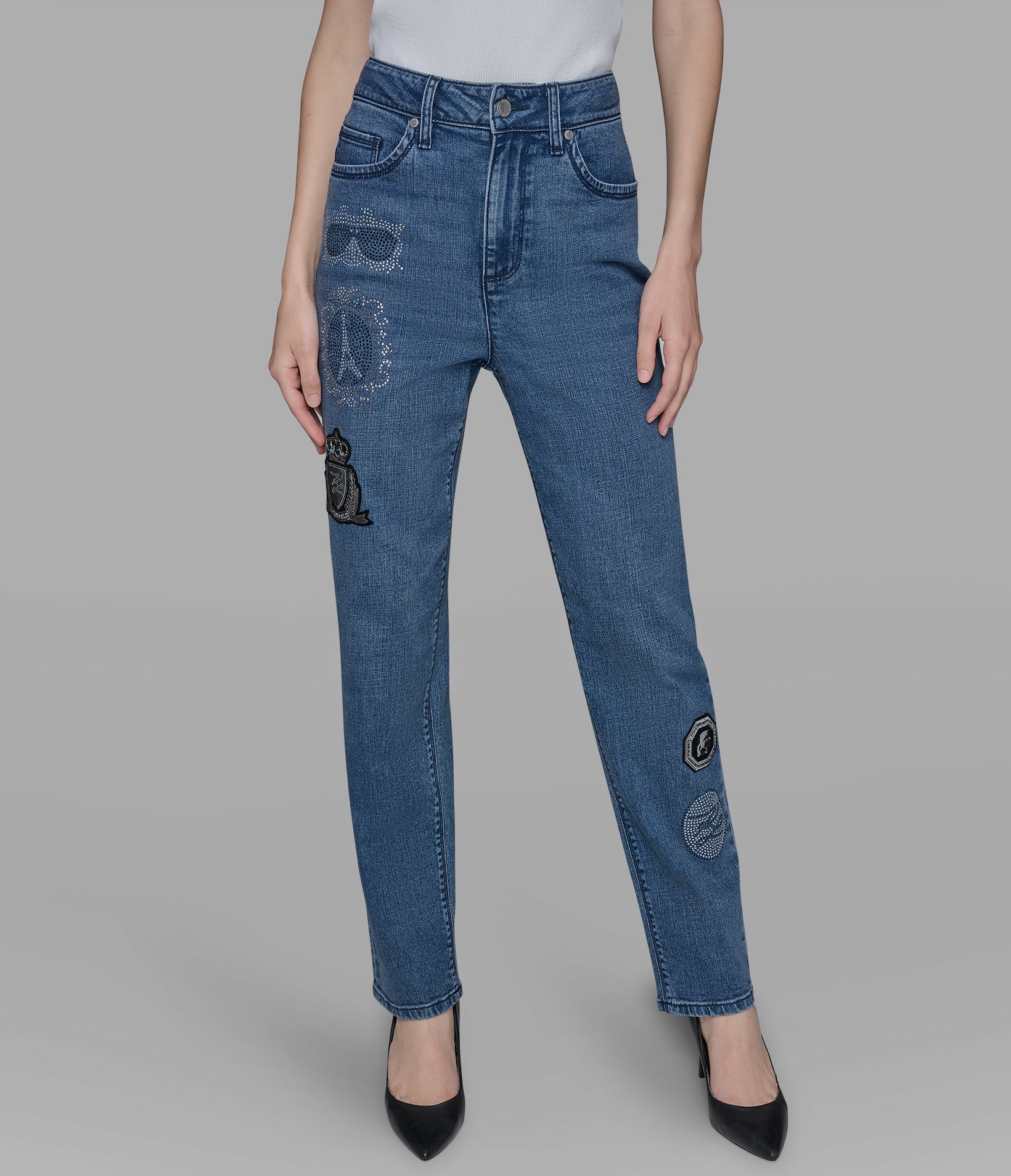 STRAIGHT LEG JEAN WITH PATCHES View 1 | Products