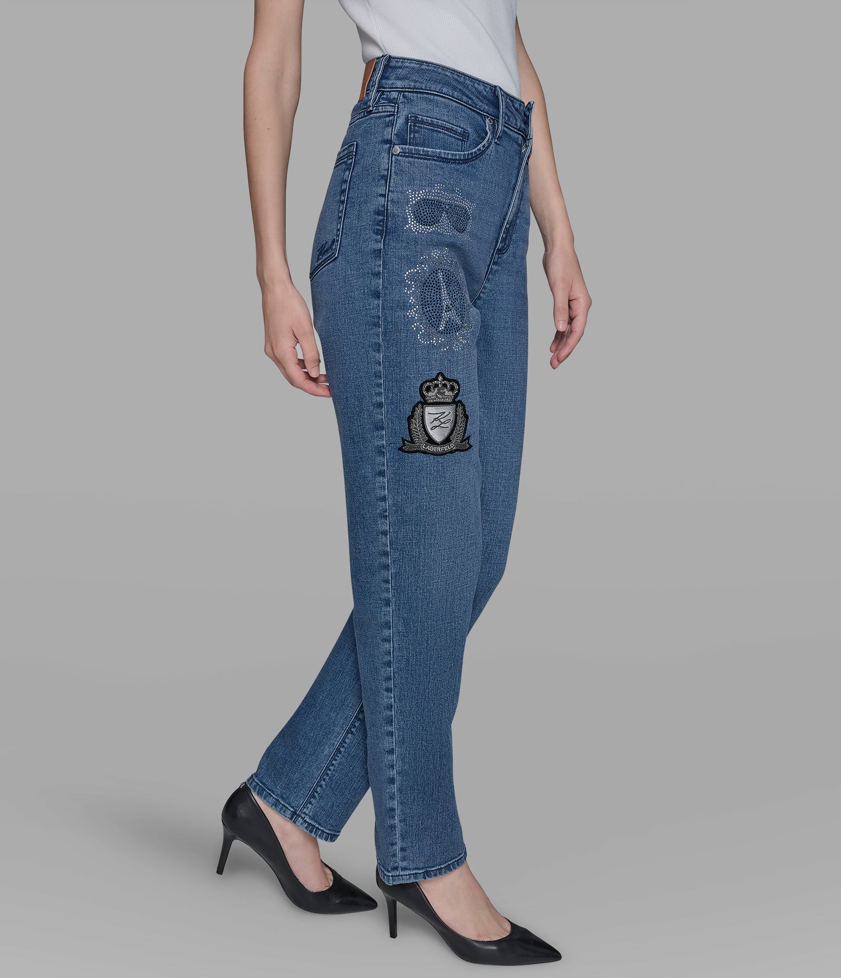 STRAIGHT LEG JEAN WITH PATCHES VIEW 3