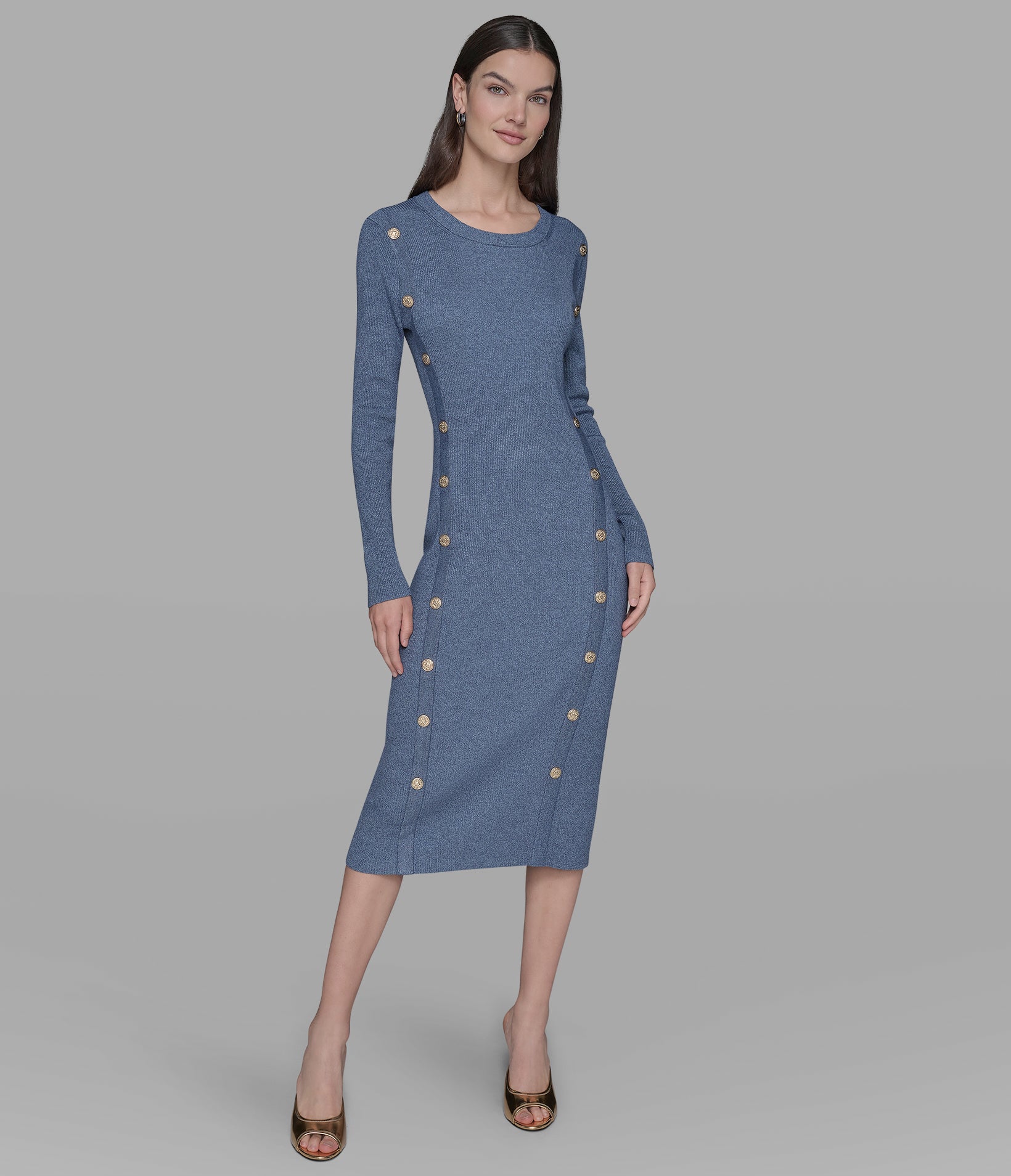 HEATHERED MIDI SWEATER DRESS VIEW 4