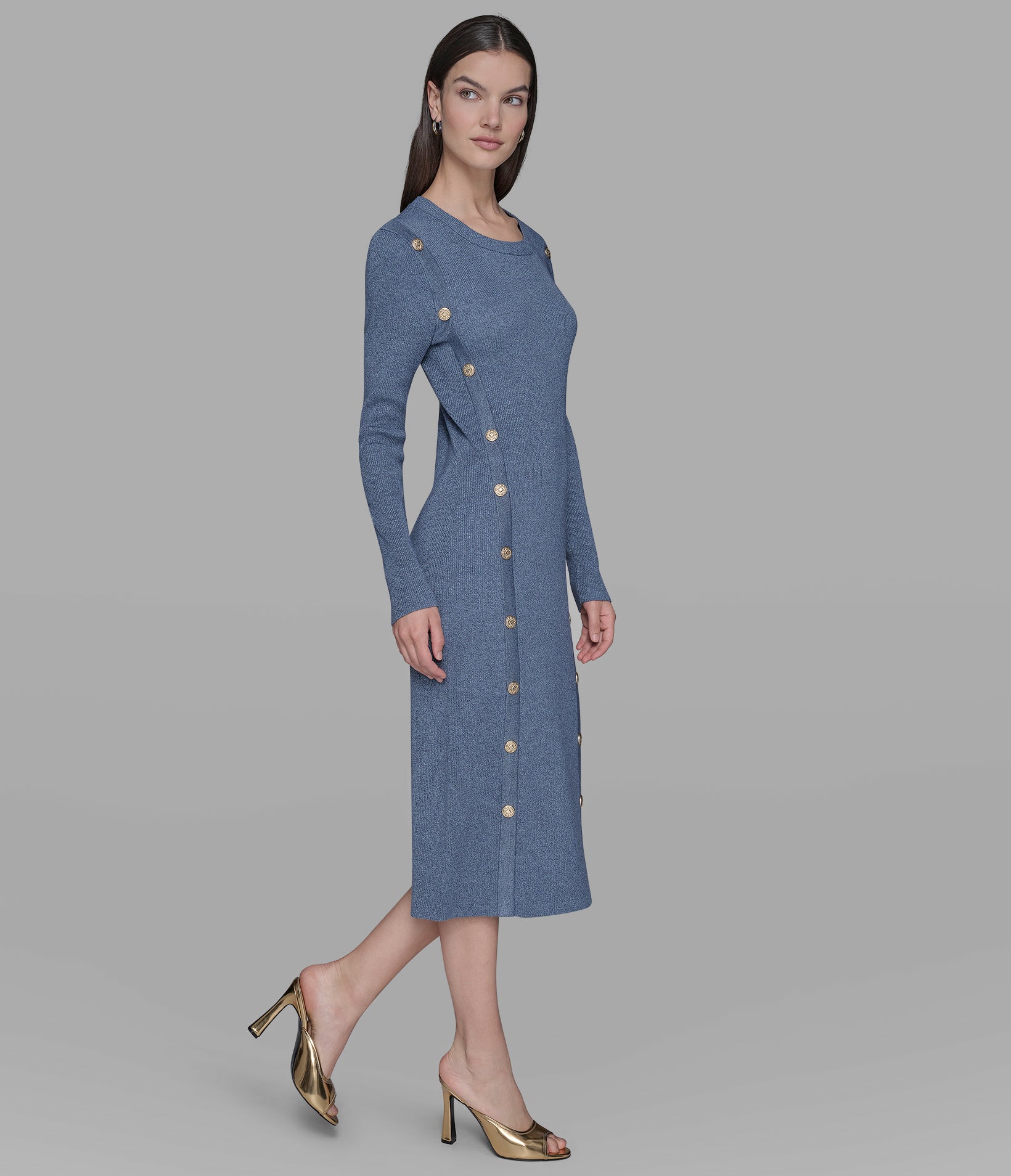 HEATHERED MIDI SWEATER DRESS VIEW 3