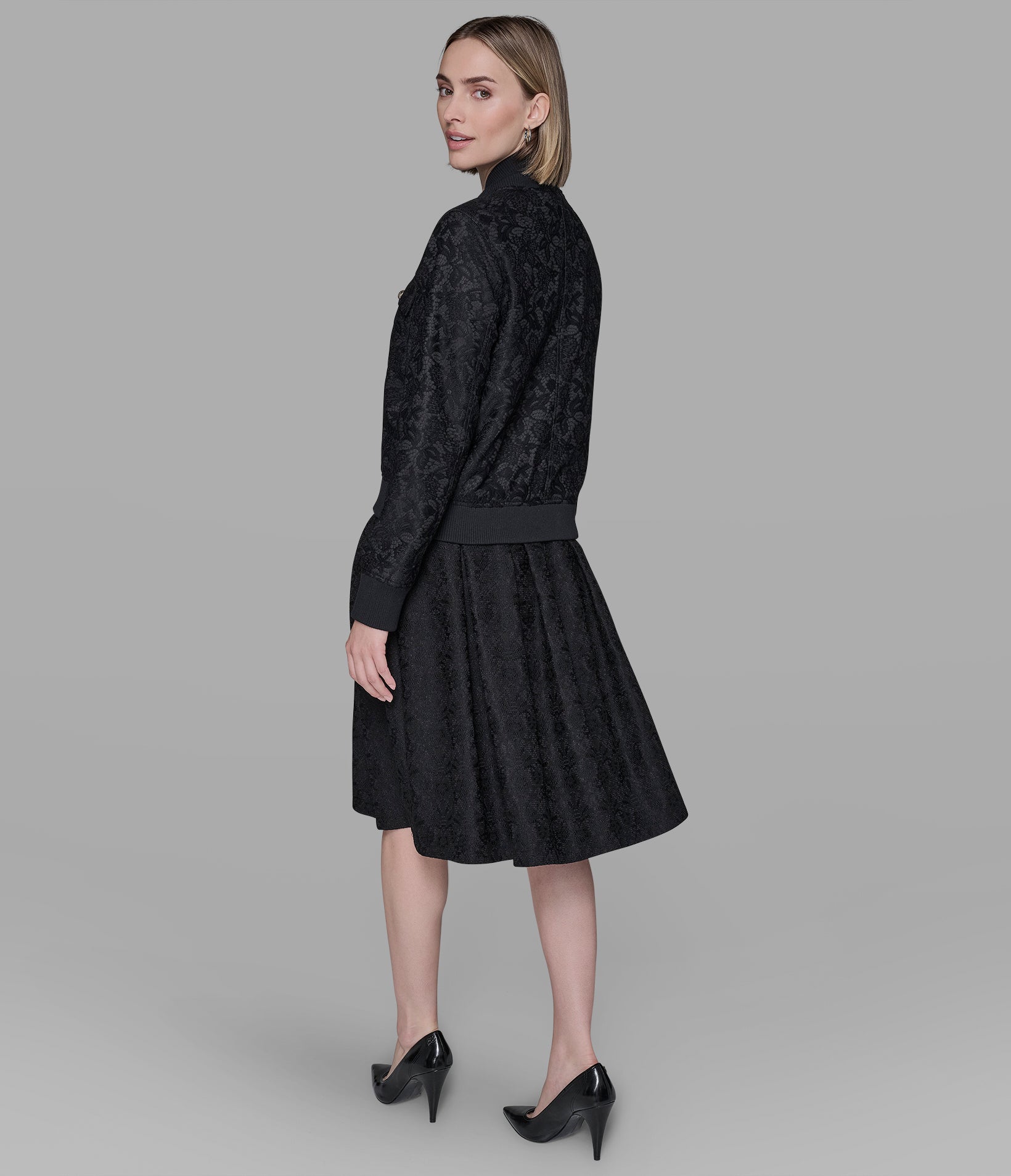 LACE SCUBA BOMBER JACKET View 2 | Women's Matching Sets