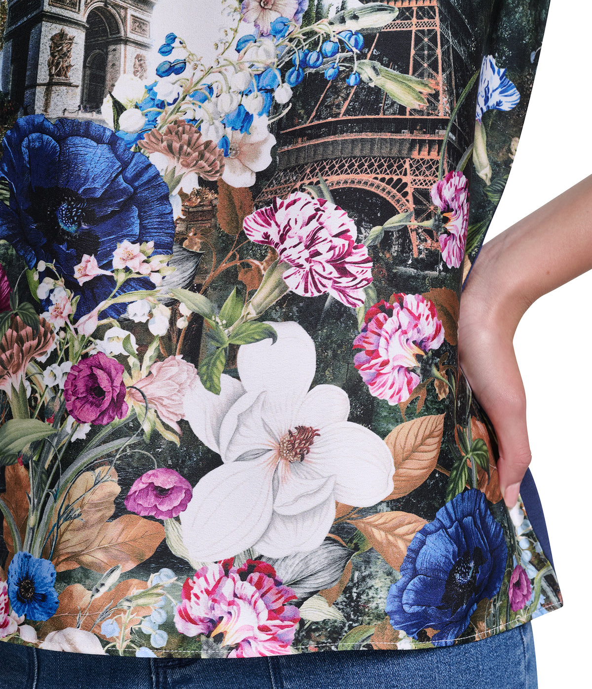 SHORT SLEEVE FLORAL KNIT TOP VIEW 6