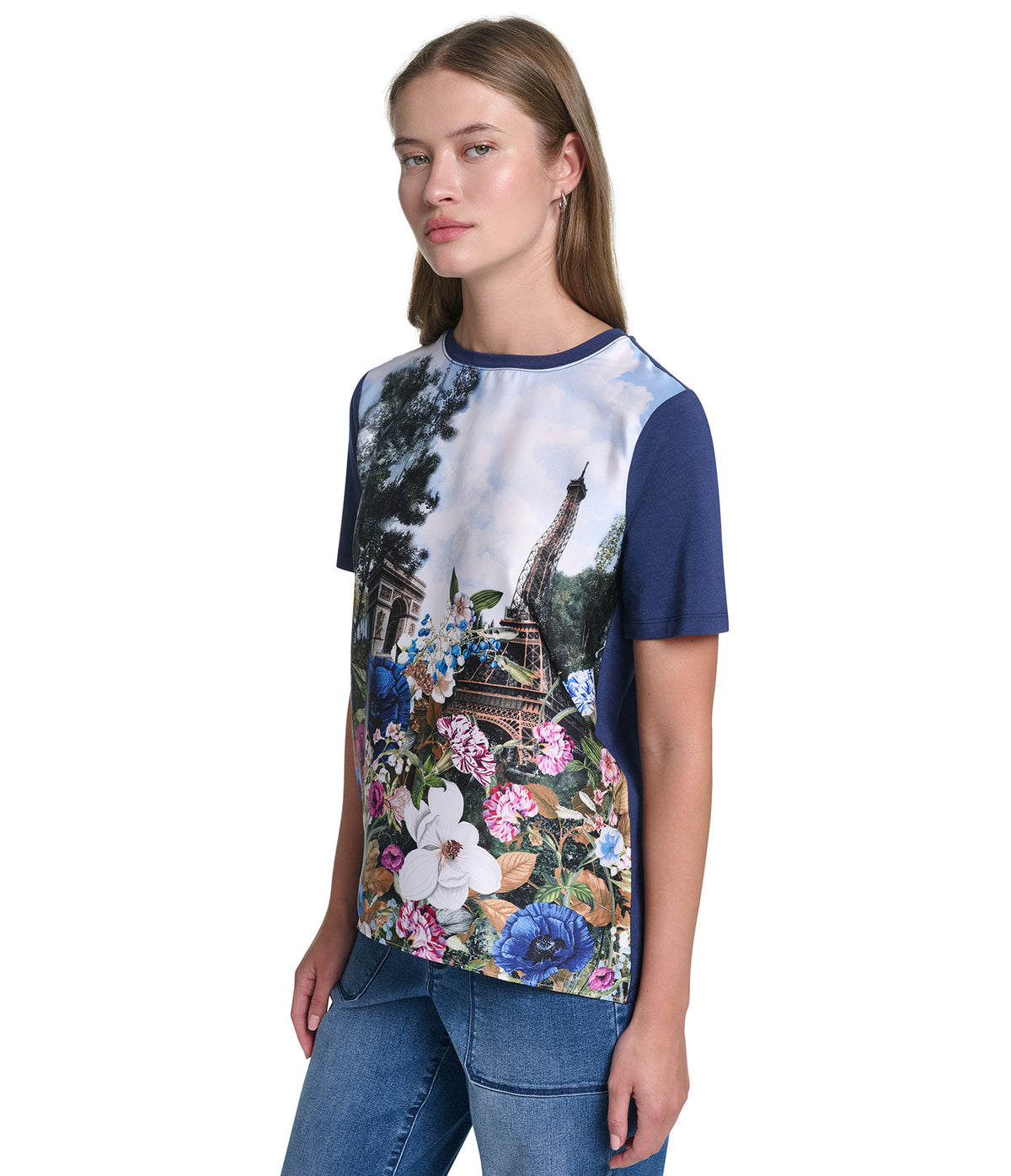 SHORT SLEEVE FLORAL KNIT TOP VIEW 3