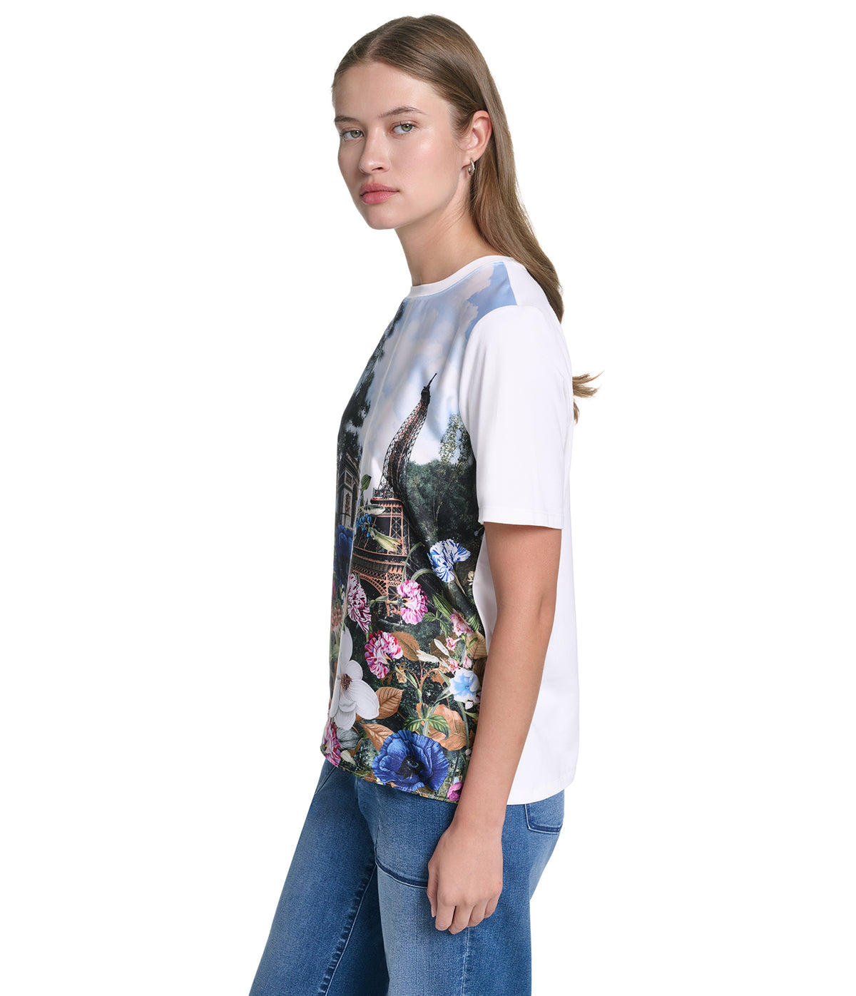 SHORT SLEEVE FLORAL KNIT TOP VIEW 4
