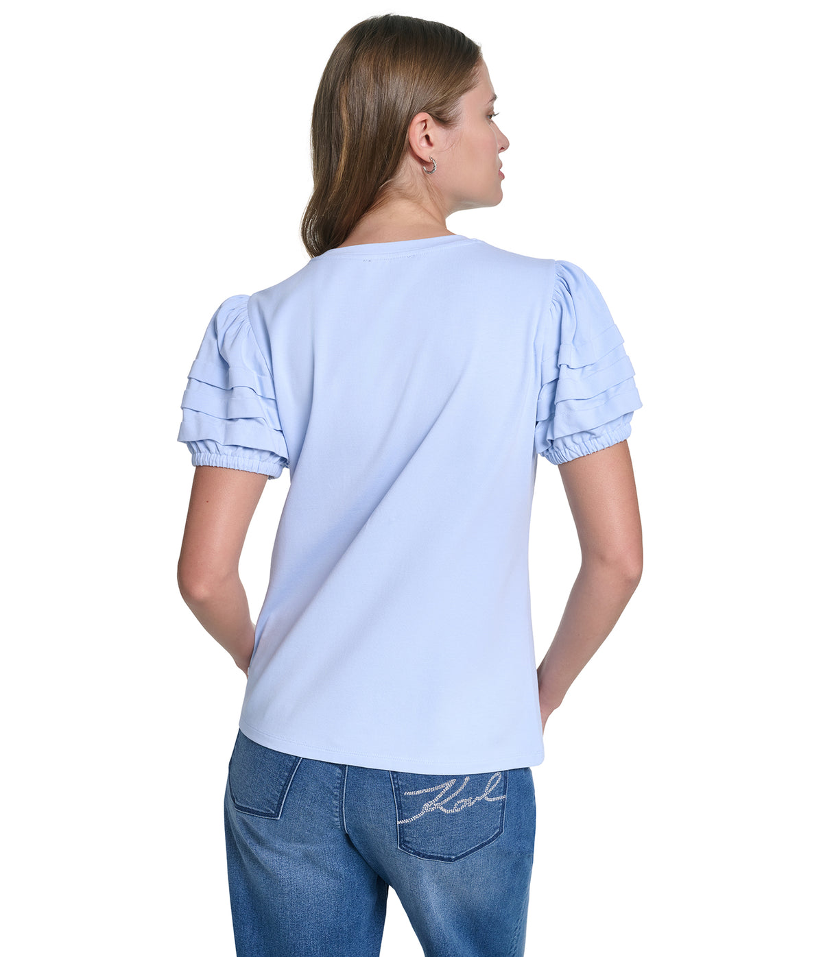 SHORT SLEEVE KNIT TOP WITH PINS VIEW 6