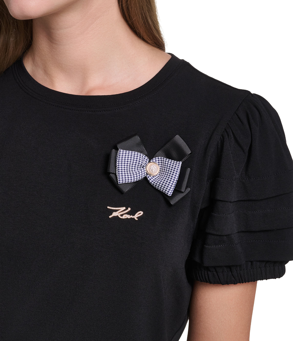 SHORT SLEEVE KNIT TOP WITH PINS VIEW 6
