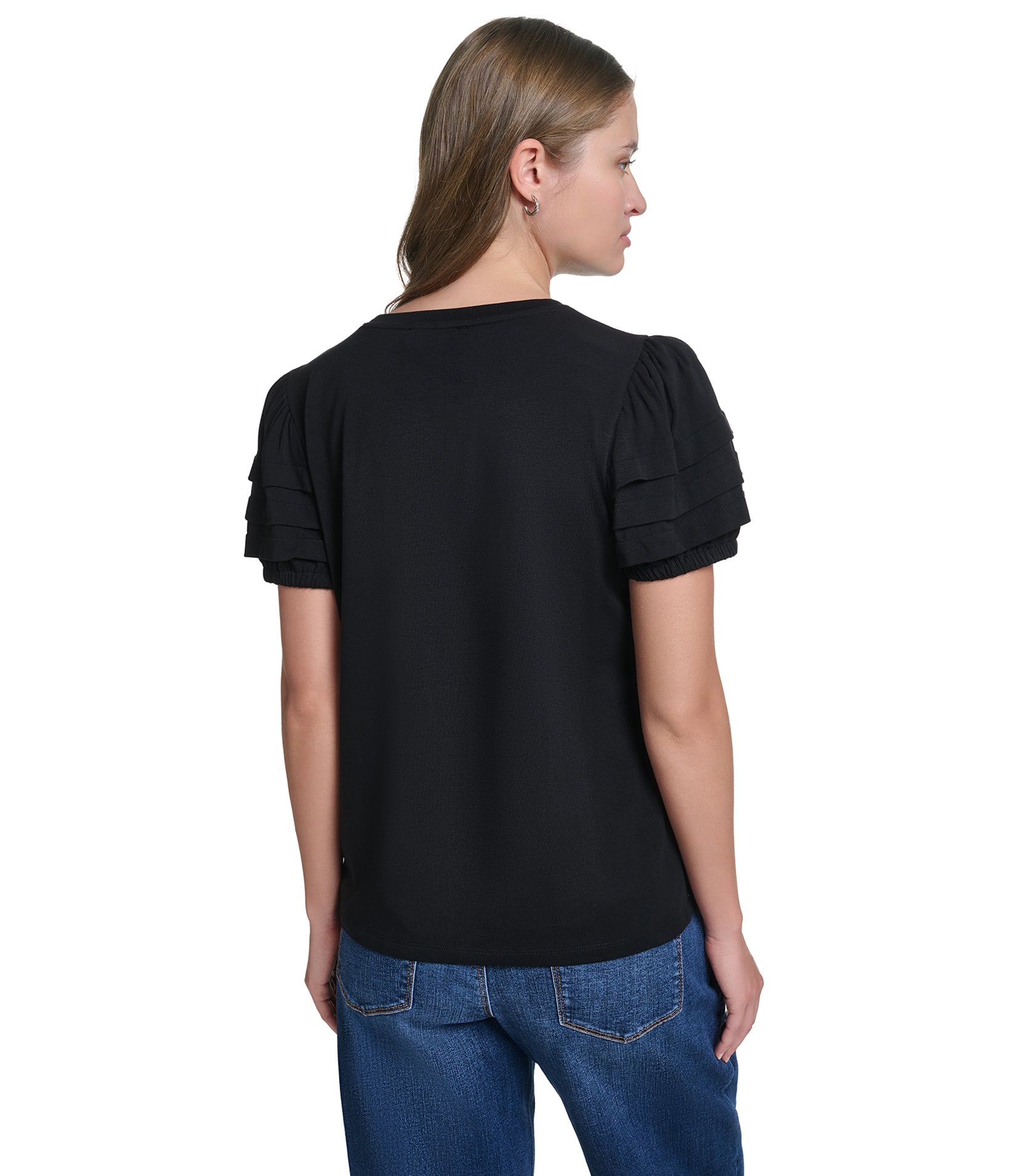 SHORT SLEEVE KNIT TOP WITH PINS VIEW 2