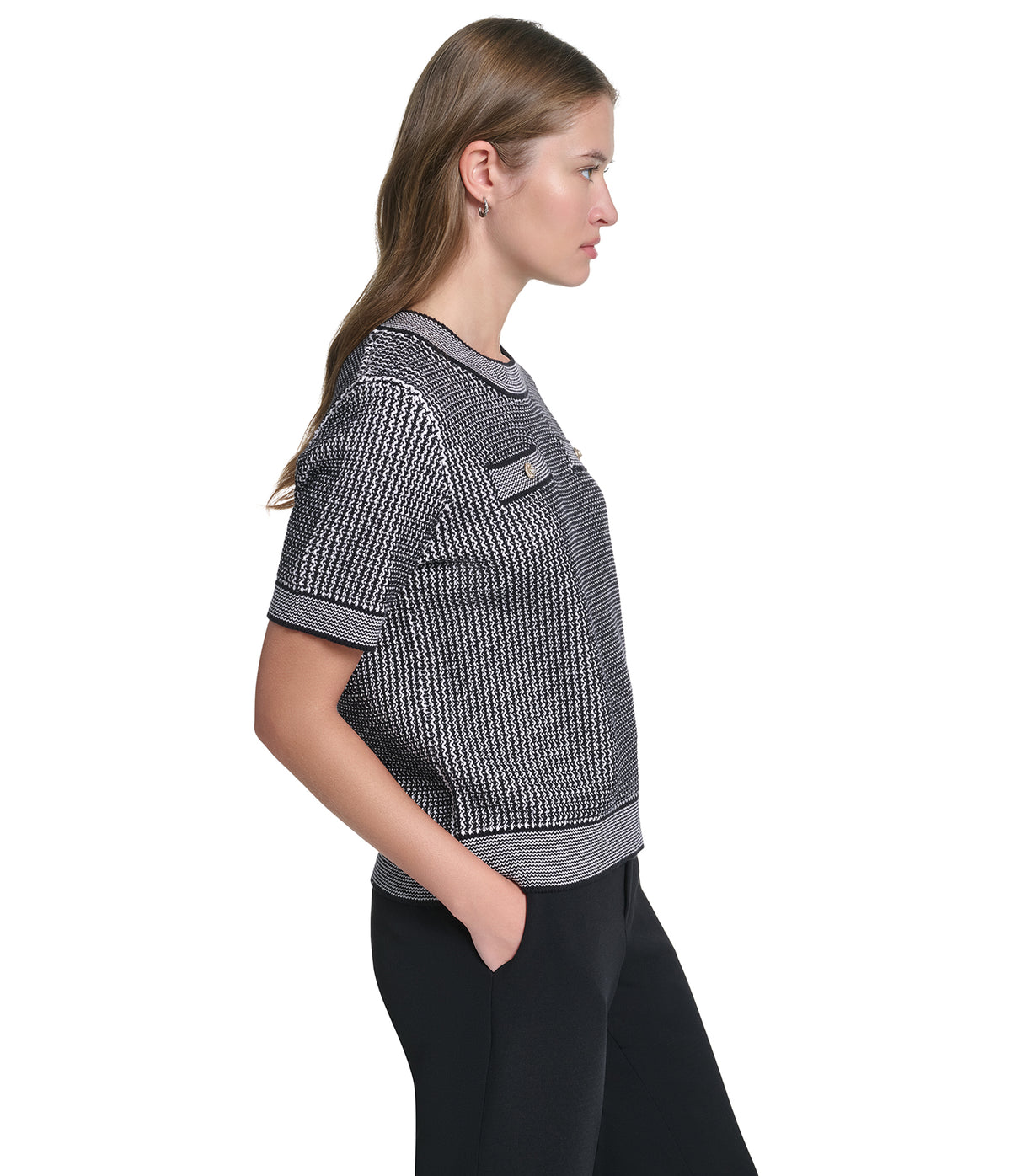 CREW NECK SHORT SLEEVE SWEATER VIEW 3