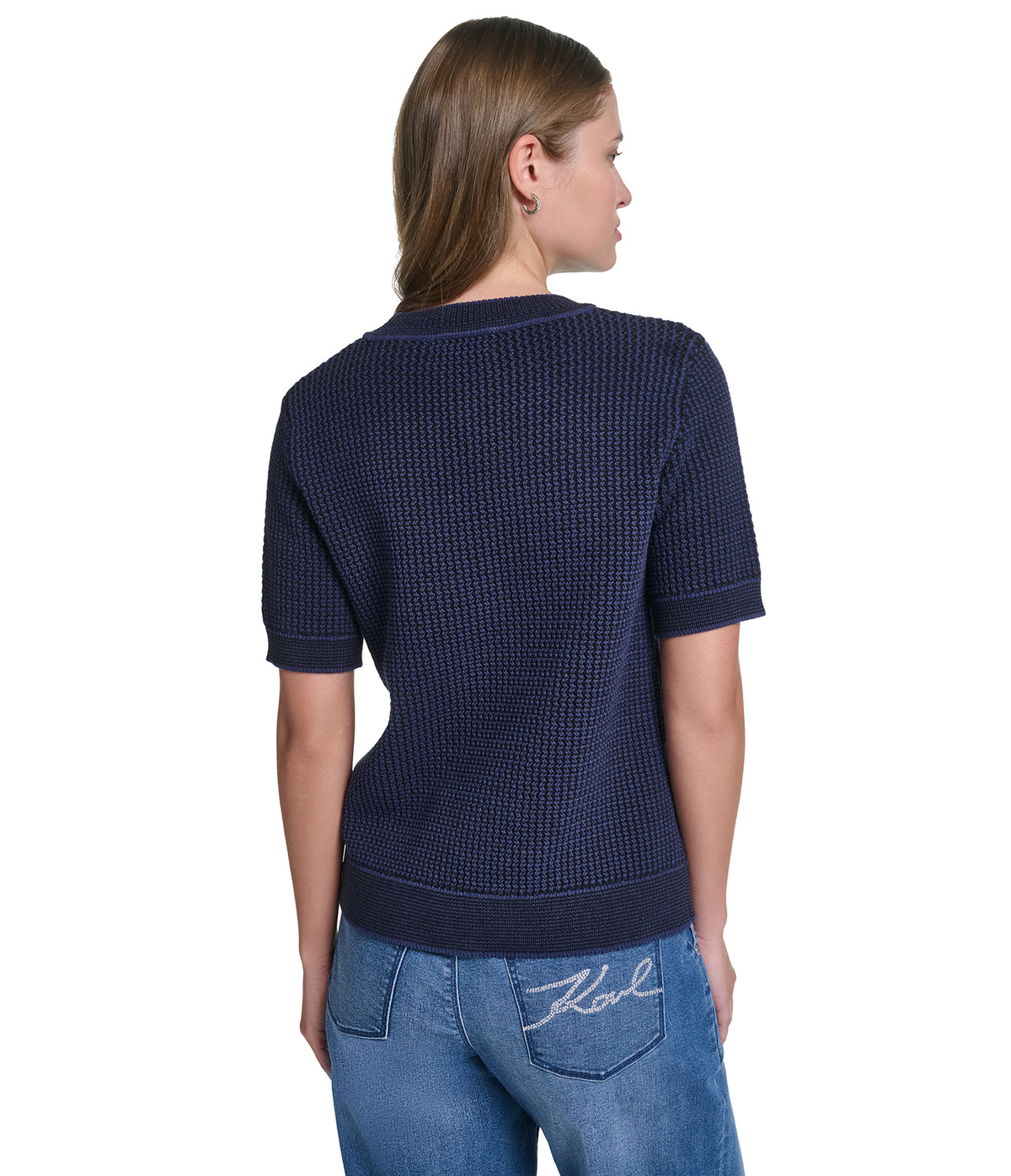 CREW NECK SHORT SLEEVE SWEATER VIEW 2