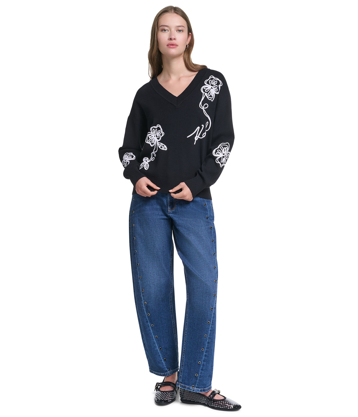 FLORAL VNECK SWEATER VIEW 4