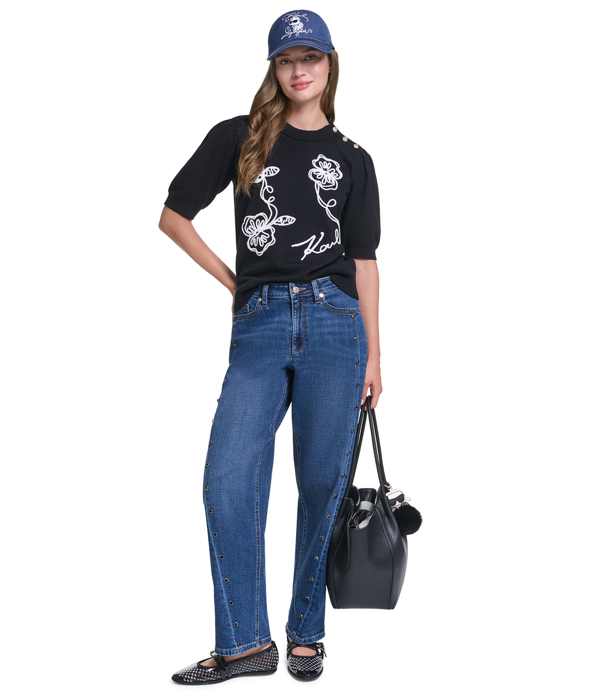 FLORAL SHORT SLEEVE SWEATER VIEW 4
