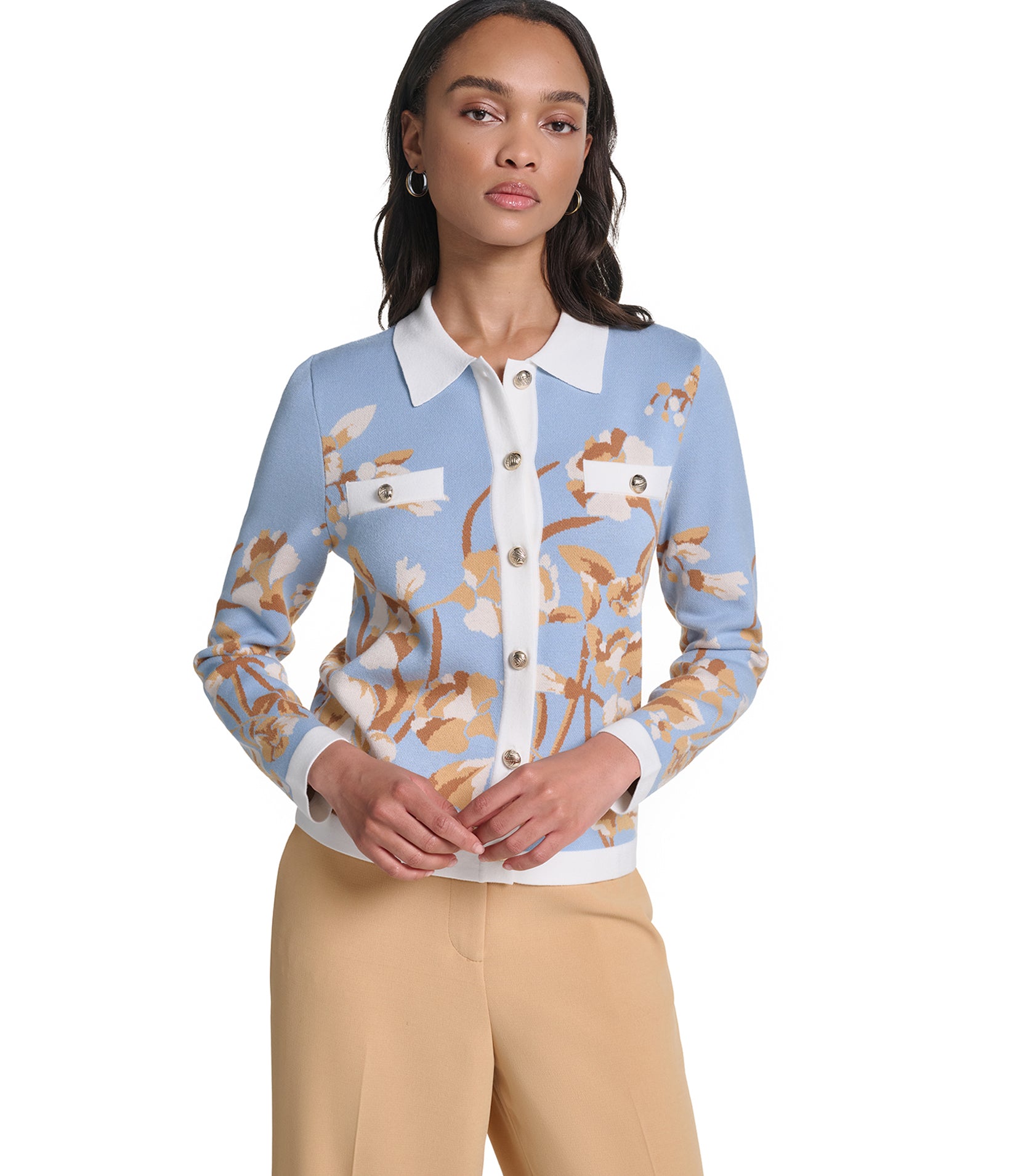 FLORAL LONG SLEEVE SWEATER VIEW 1
