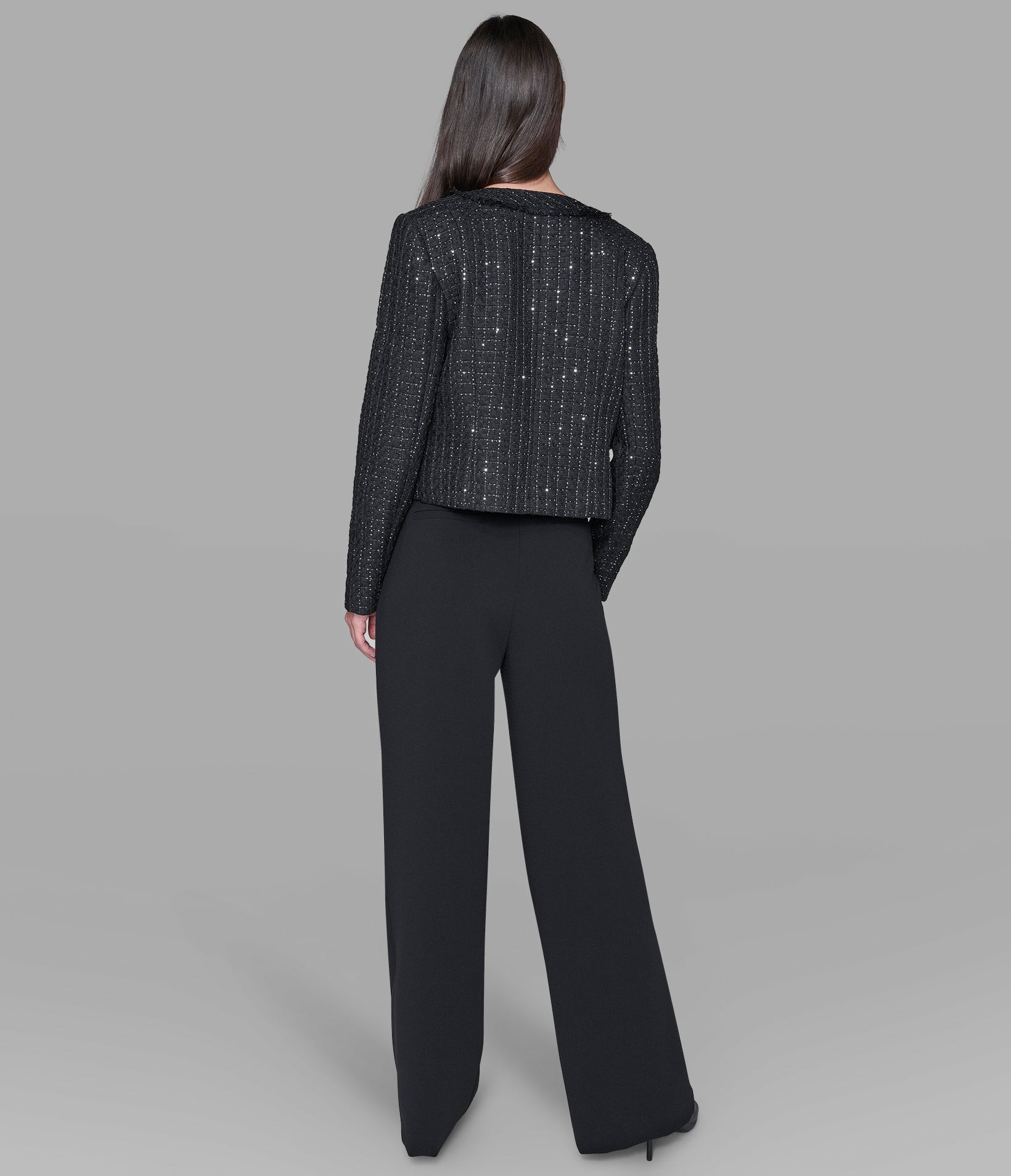 TWEED COLLARLESS JACKET View 2 | Products