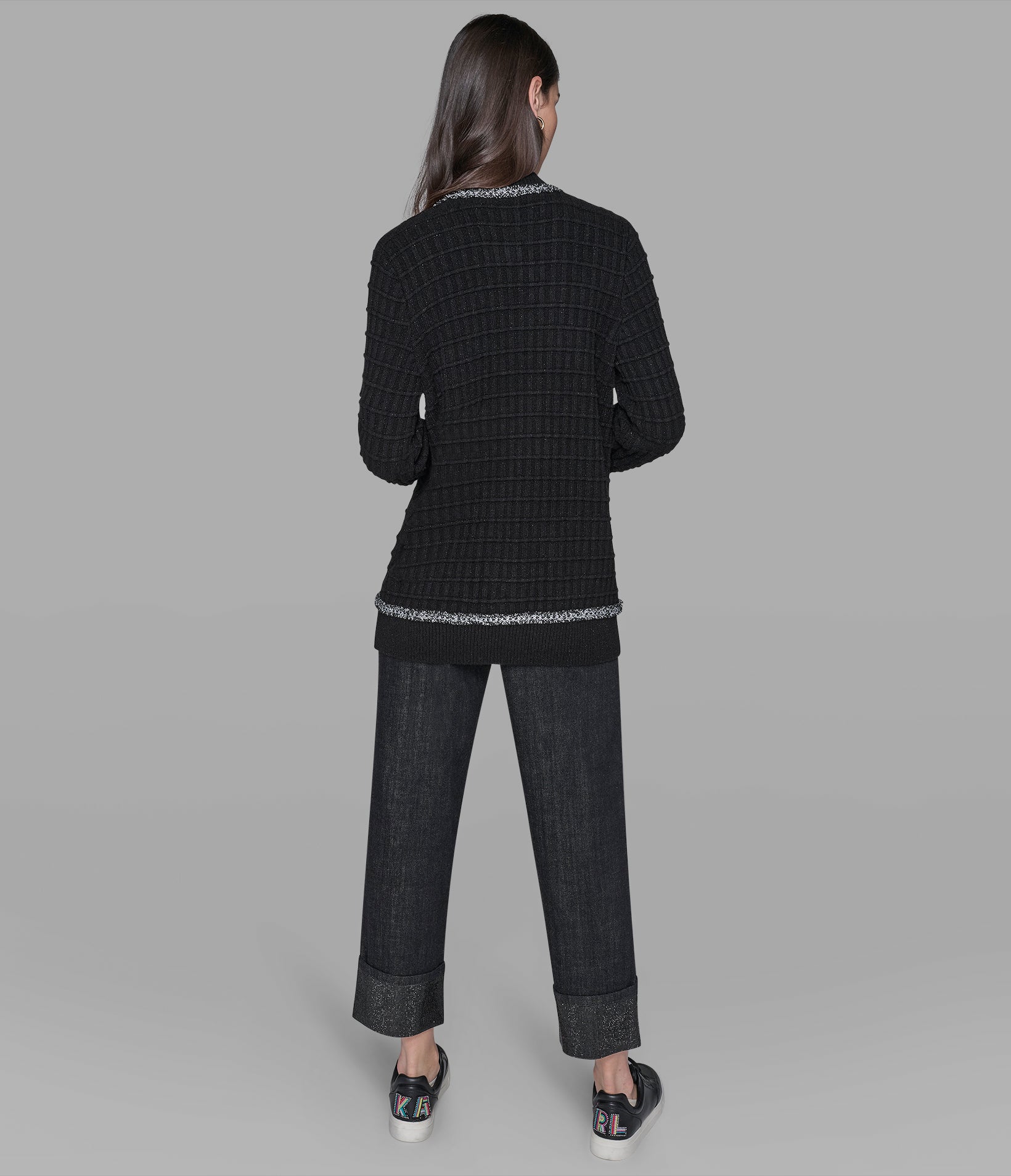 Tweed Trim Cardigan | Sweaters & Tops | Karl Lagerfeld Paris