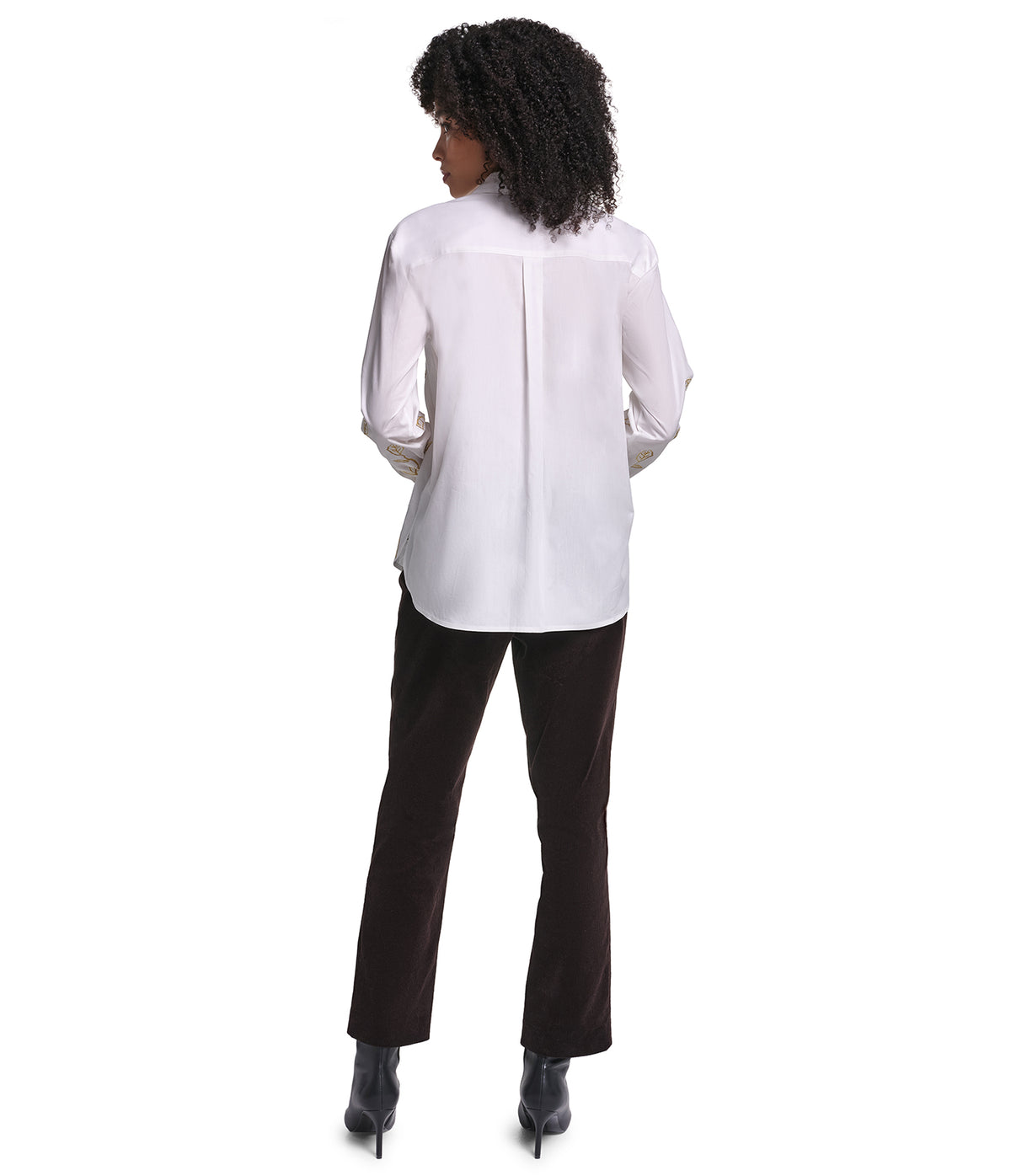 LONG SLEEVE POPLIN FLORAL EMBROIDERED SHIRT VIEW 7