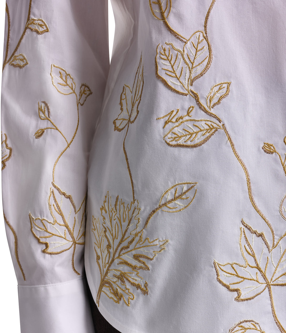 LONG SLEEVE POPLIN FLORAL EMBROIDERED SHIRT VIEW 8