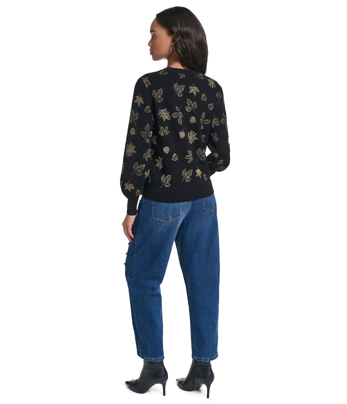 LONG SLEEVE FLORAL CREW SWEATER VIEW 5