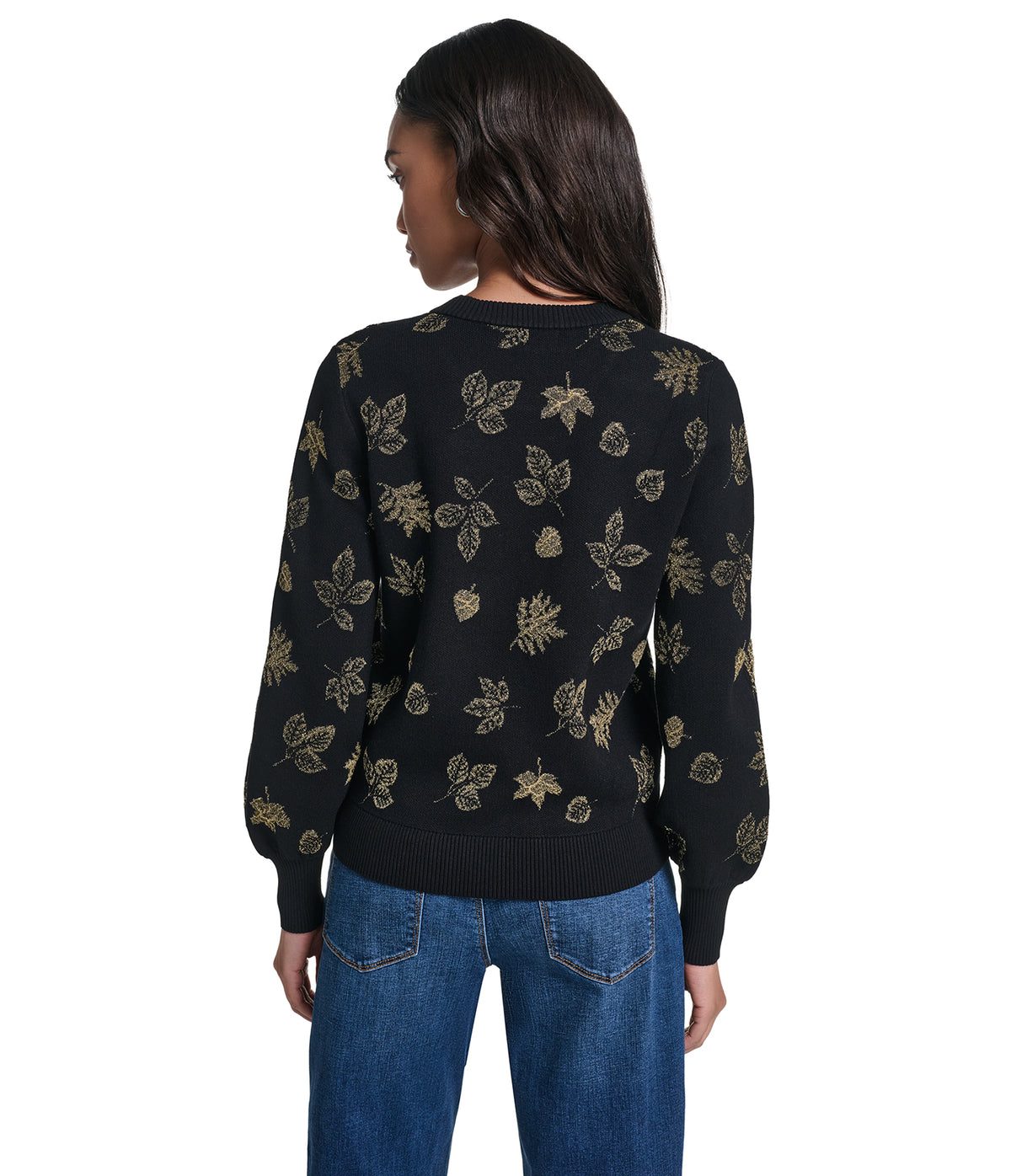 LONG SLEEVE FLORAL CREW SWEATER VIEW 2