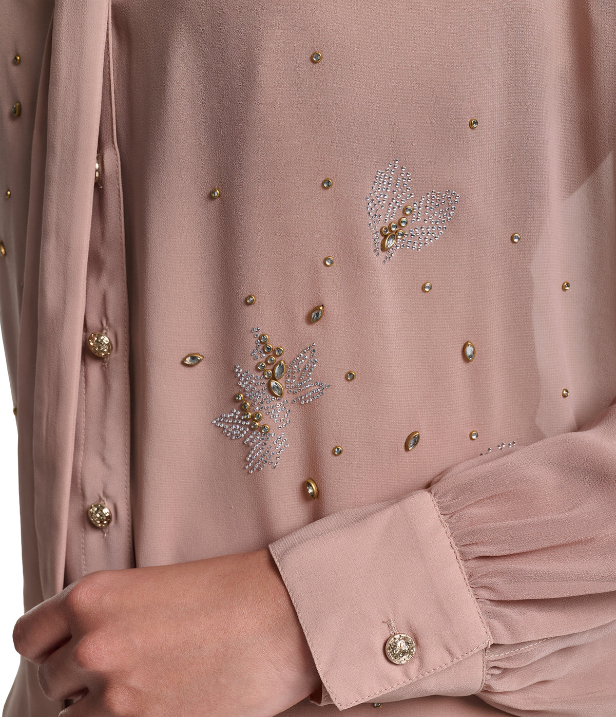 TIE FRONT EMBELLISHED SOFT BLOUSE VIEW 6