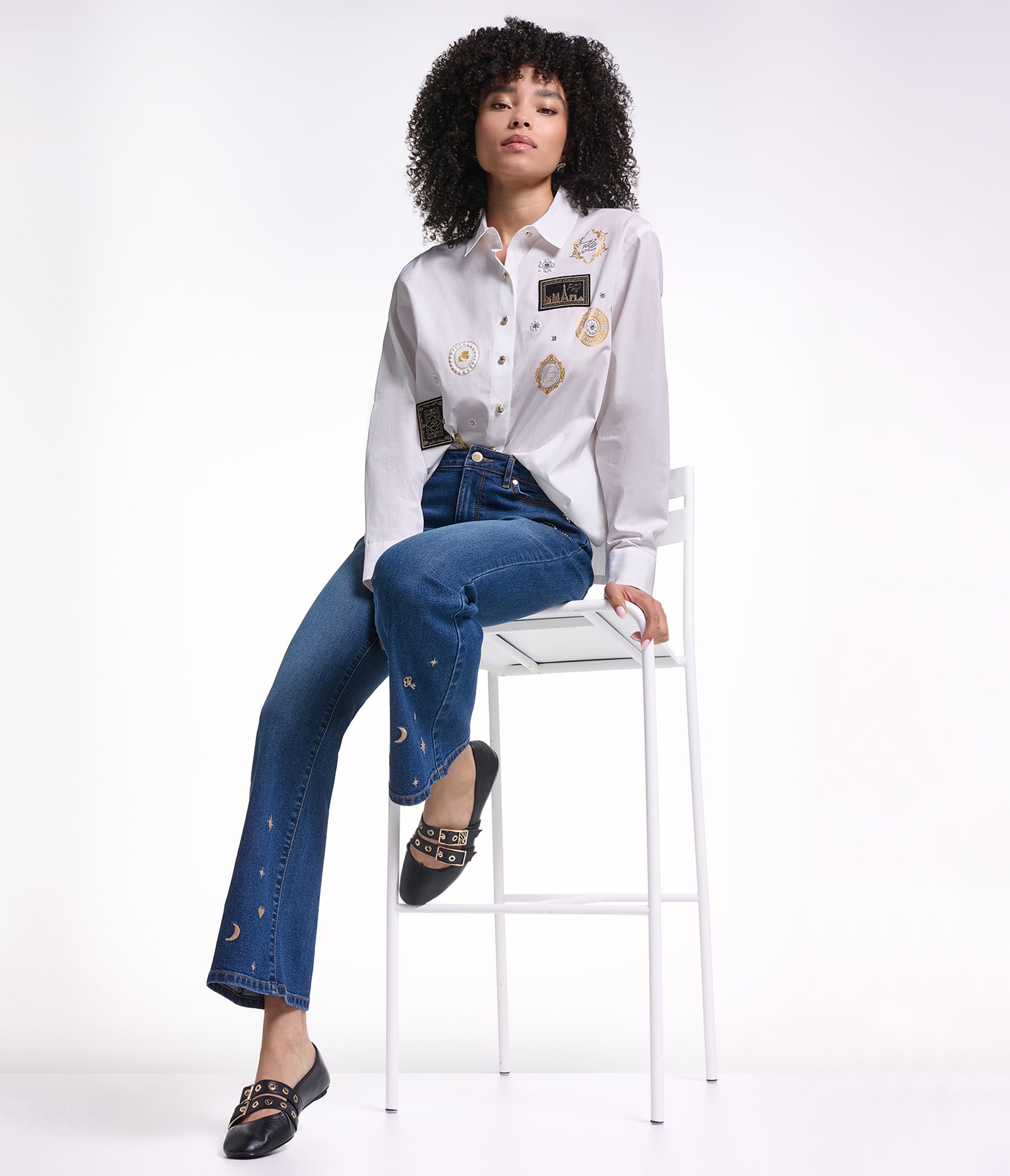 LONG SLEEVE FOIL PRINT POPLIN SHIRT VIEW 5