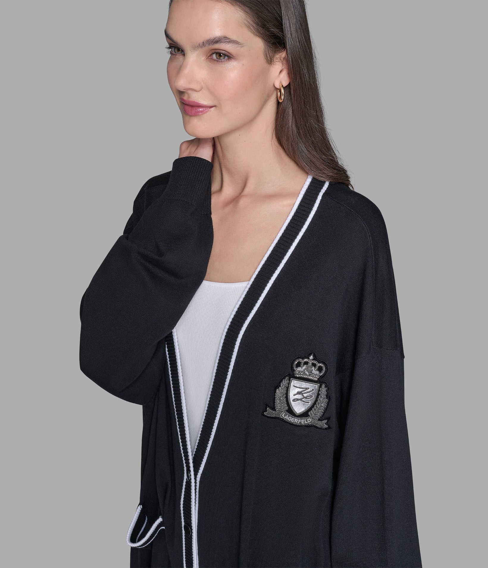 VARSITY CARDIGAN WITH PATCH VIEW 4 | Women's Tops & Sweaters