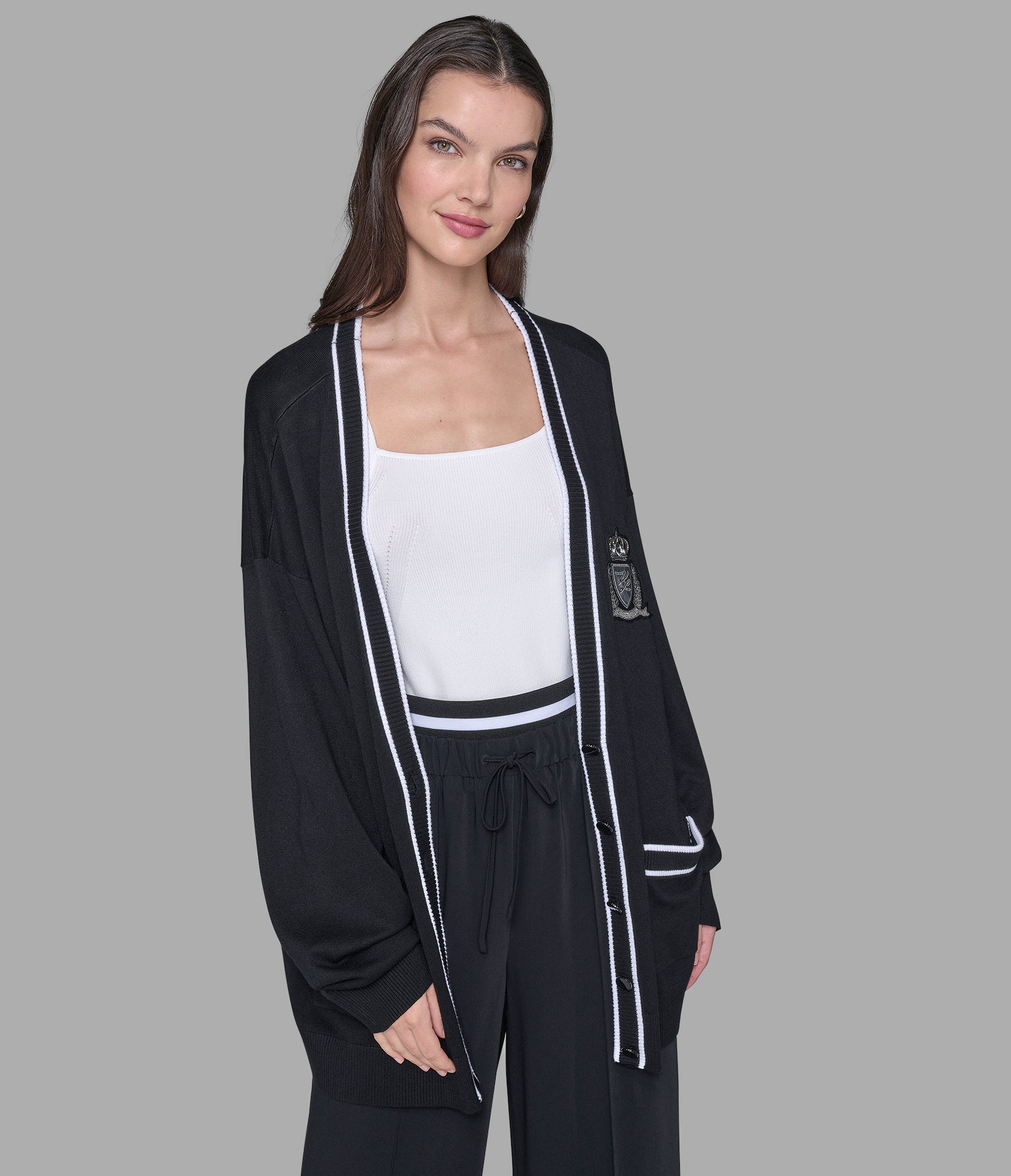 VARSITY CARDIGAN WITH PATCH VIEW 5 | Women's Tops & Sweaters