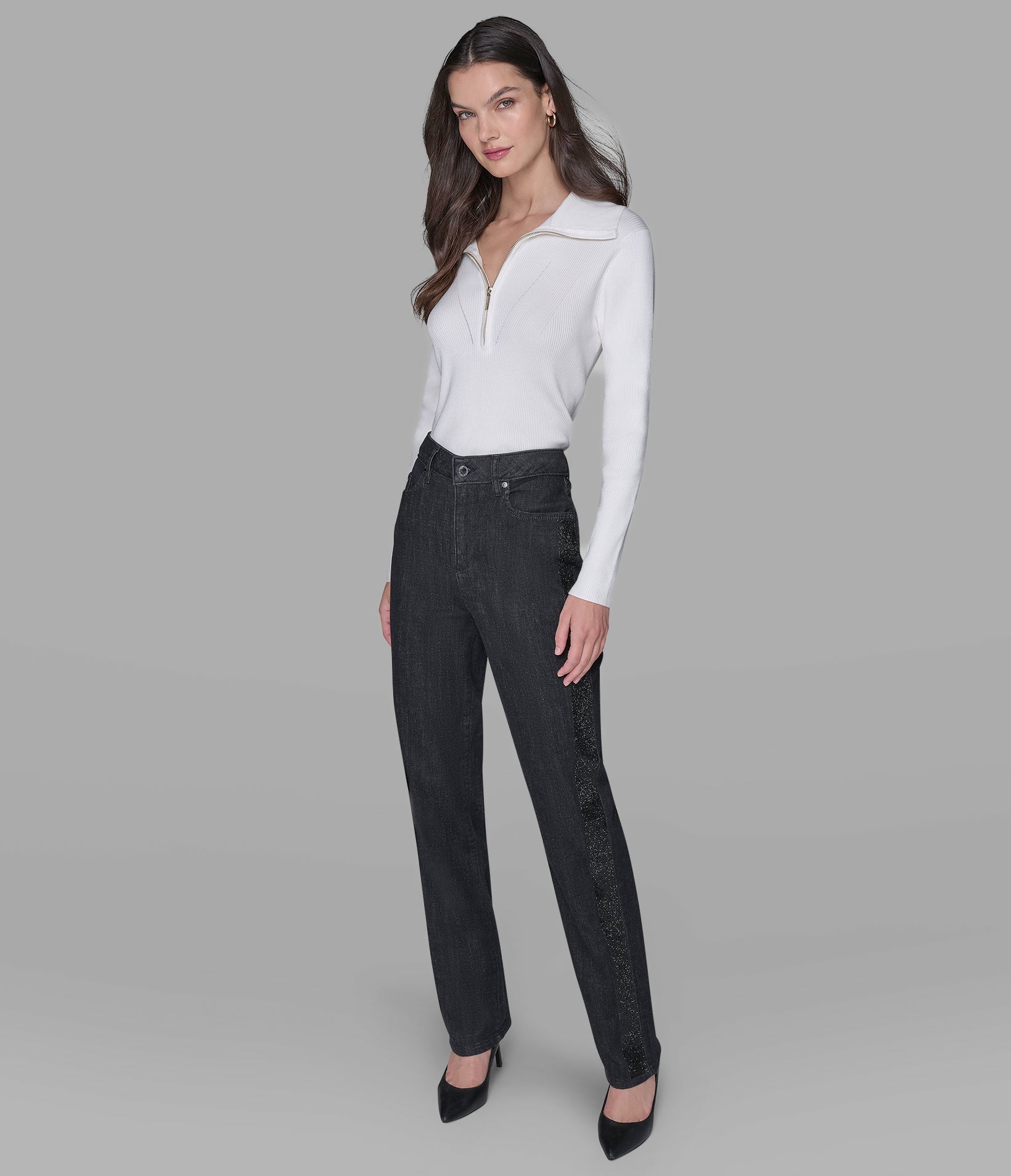 Rhinestone Trim Jean | Denim | Karl Lagerfeld Paris