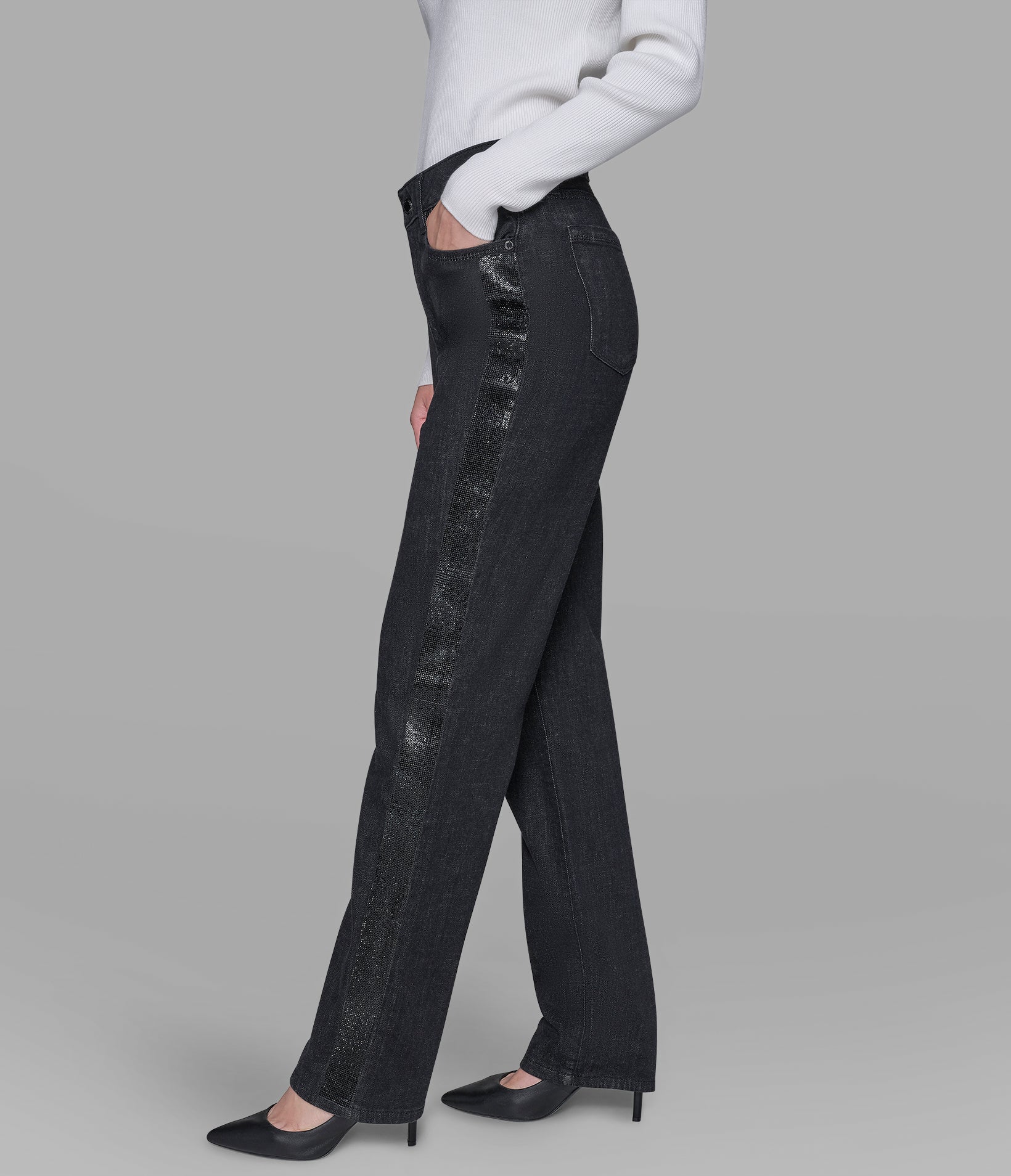Rhinestone Trim Jean | Denim | Karl Lagerfeld Paris