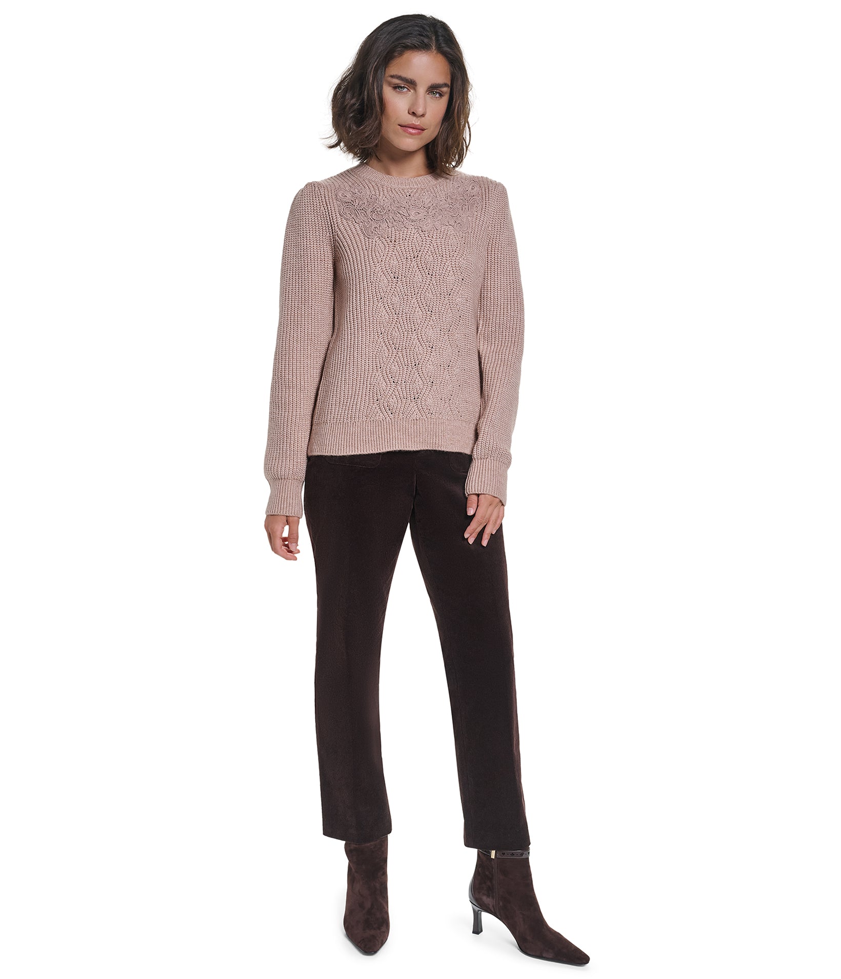 LONG SLEEVE EMBROIDER DETAIL CREW SWEATER VIEW 5