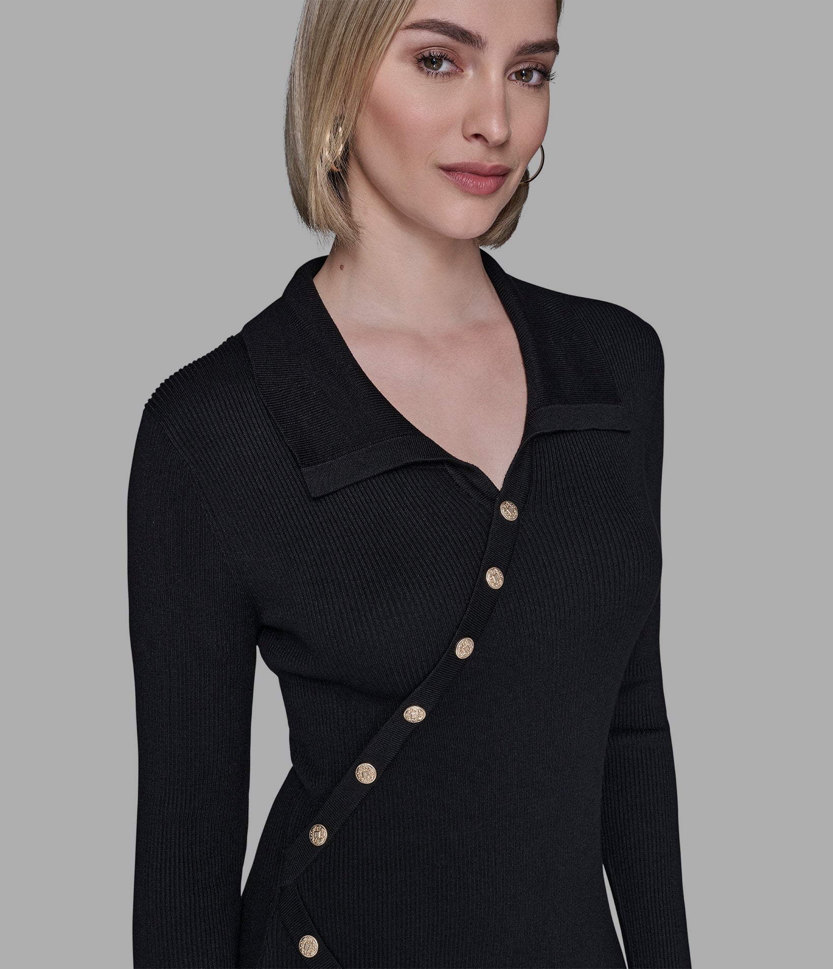 LONG SLEEVE POLO SWEATER DRESS VIEW 5