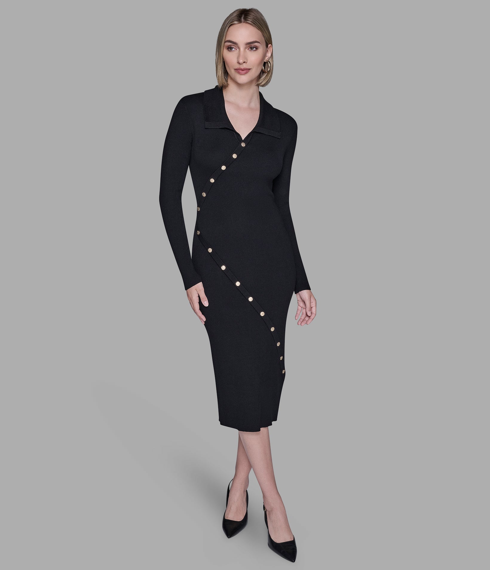 LONG SLEEVE POLO SWEATER DRESS View 1 | Products