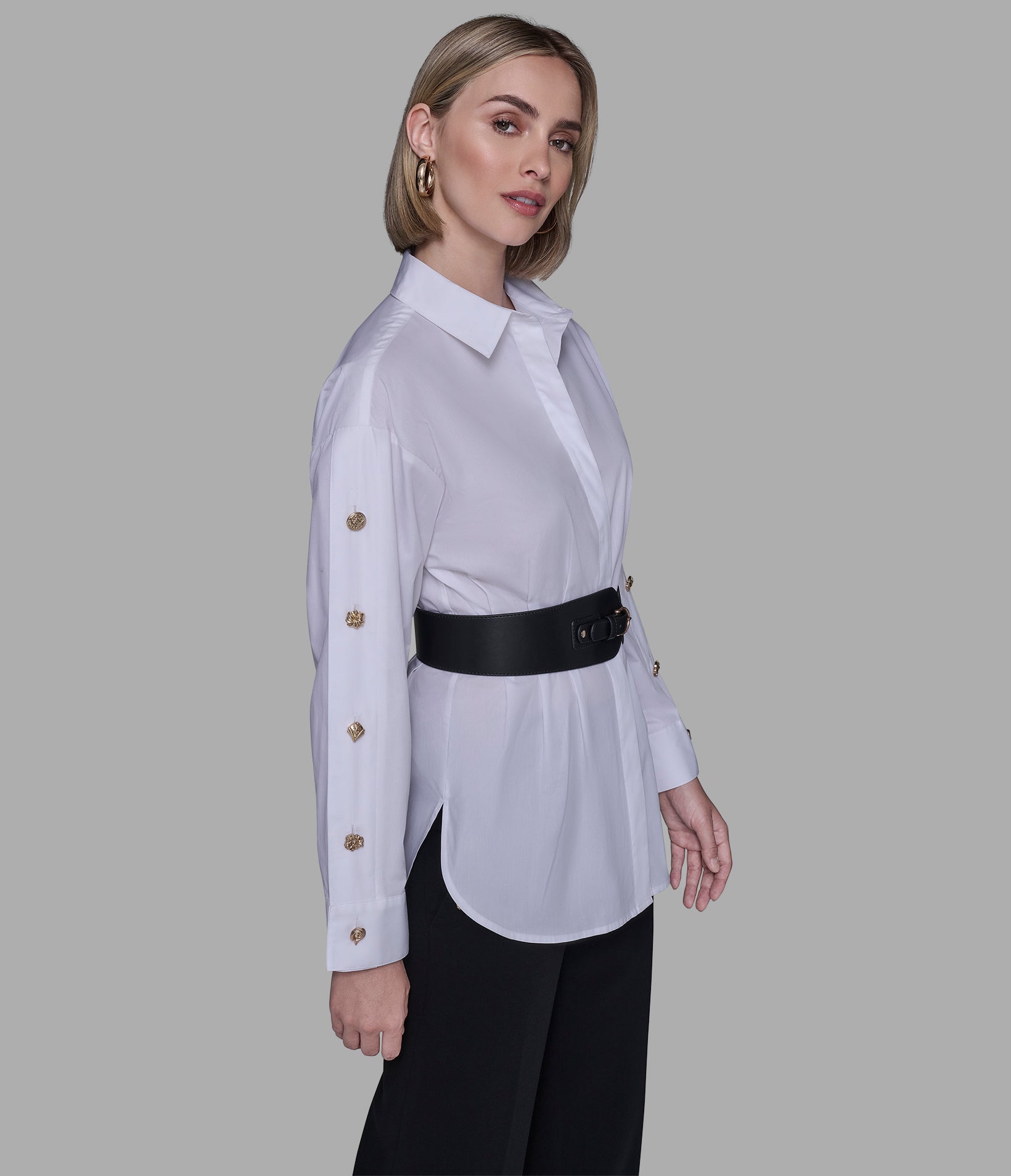 BELTED POPLIN SHIRT View 1 | Women's Clothing Sale