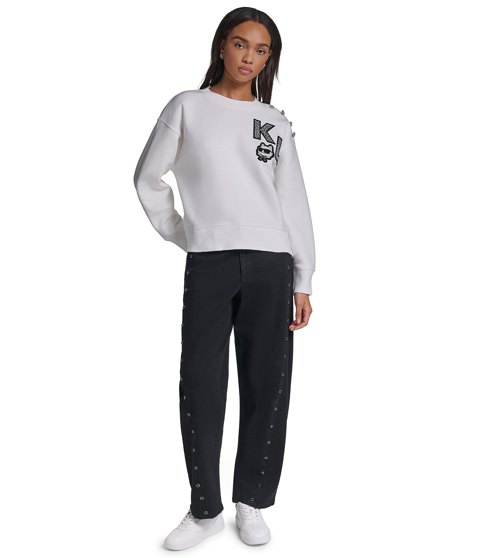 LONG SLEEVE PATCH SWEATSHIRT WITH BUTTONS VIEW 5