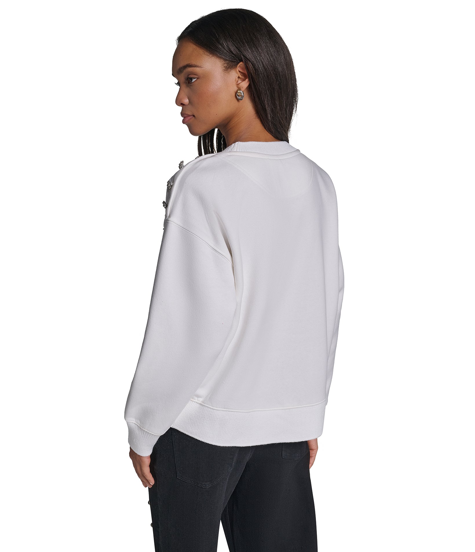 LONG SLEEVE PATCH SWEATSHIRT WITH BUTTONS VIEW 3