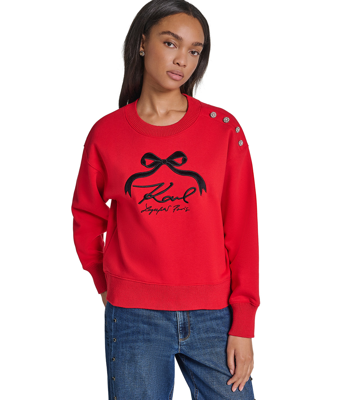 BOW SWEATSHIRT WITH BUTTONS View 1 | WOMEN'S FALL COLLECTION