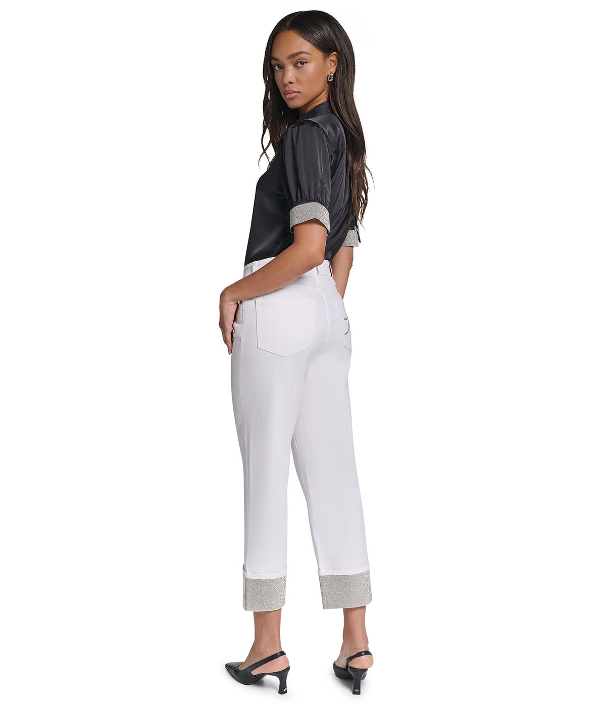 CROPPED MID-RISE COTTON-BLEND CRYSTAL CUFF STRAIGHT-LEG JEAN VIEW 5 | Women's Denim