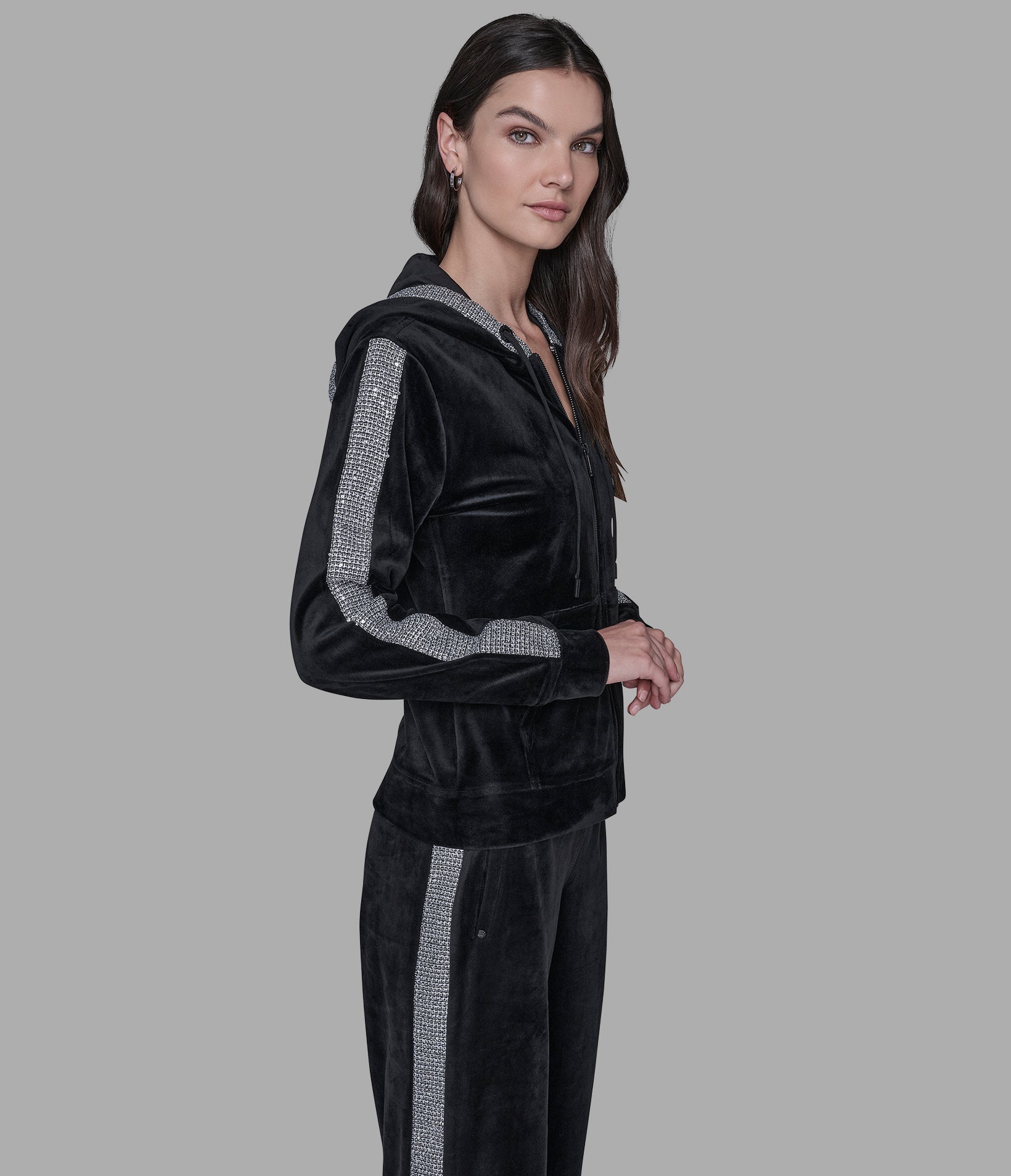 CO-ORD VELOUR RHINESTONE TRACK JACKET VIEW 5 | Women's Athleisure & Activewear