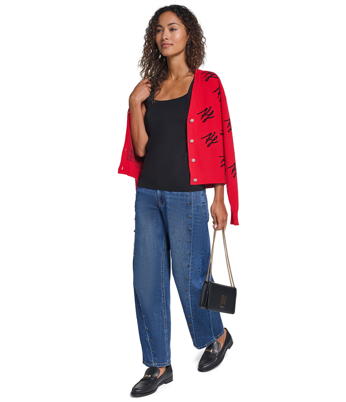 KL SCRIPTED LOGO PRINT CARDIGAN VIEW 4 | WOMEN'S FALL COLLECTION