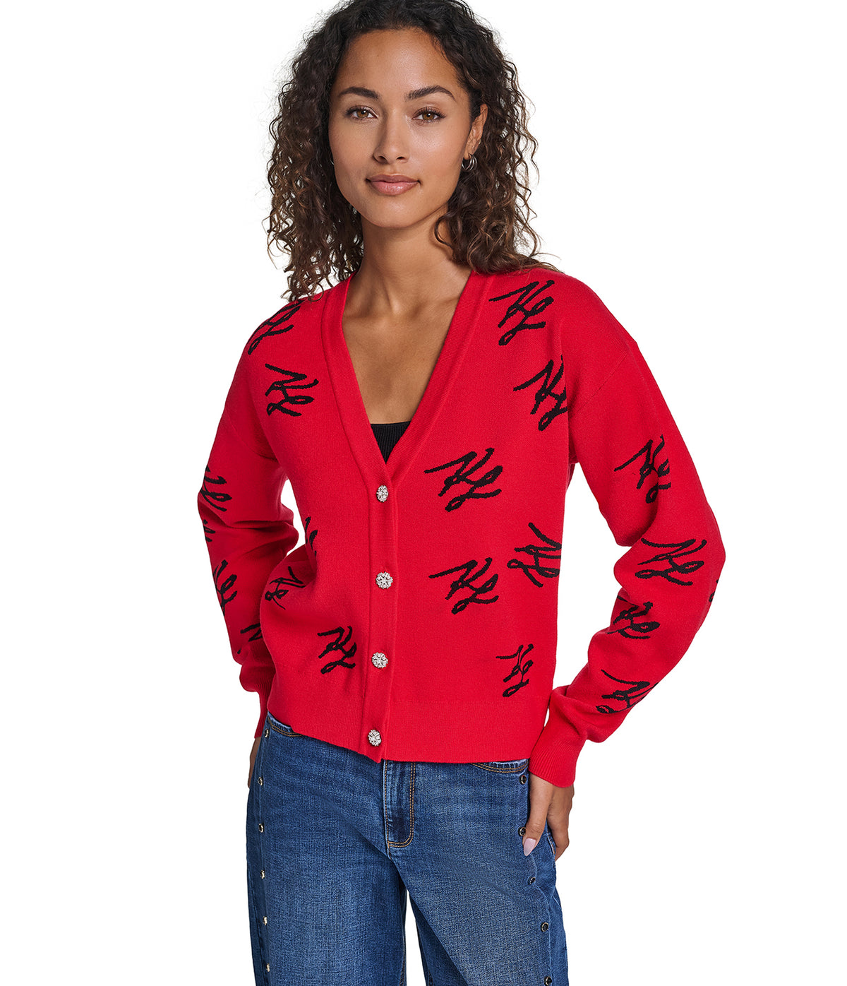 KL SCRIPTED LOGO PRINT CARDIGAN View 1 | WOMEN'S FALL COLLECTION