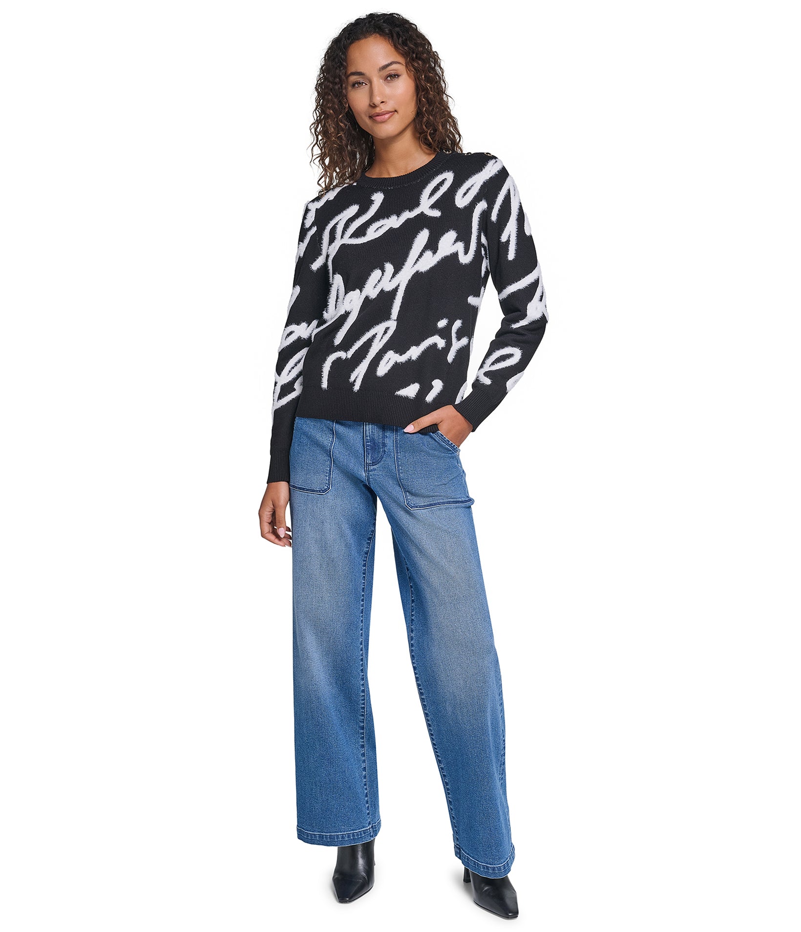 LONG SLEEVE KARL SCRIPT PRINT SWEATER VIEW 5
