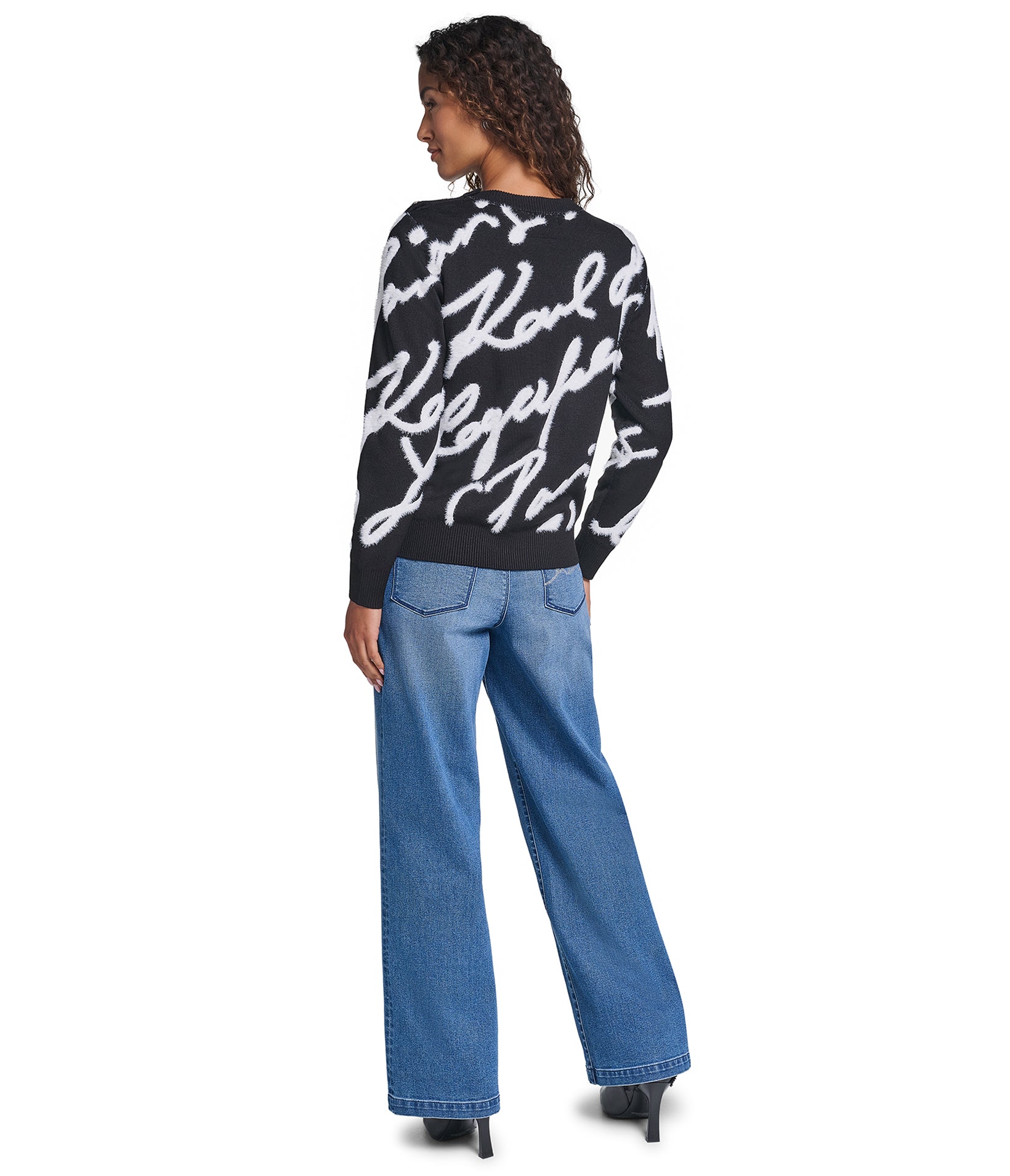 LONG SLEEVE KARL SCRIPT PRINT SWEATER VIEW 6