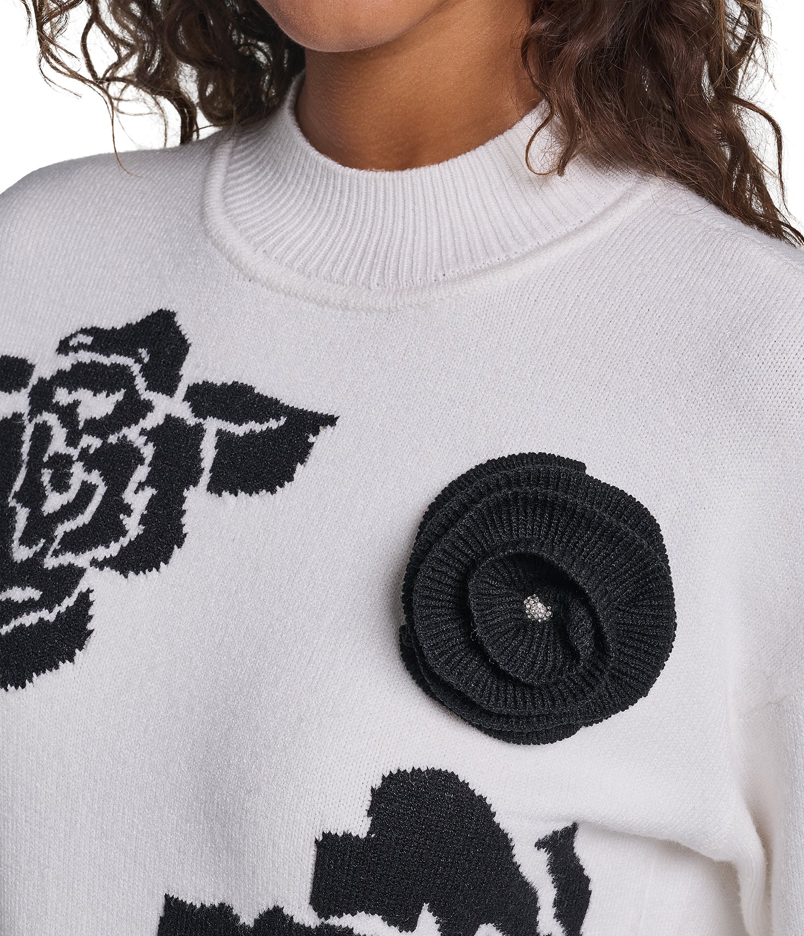 3D ROSE MOCK NECK SWEATER VIEW 5
