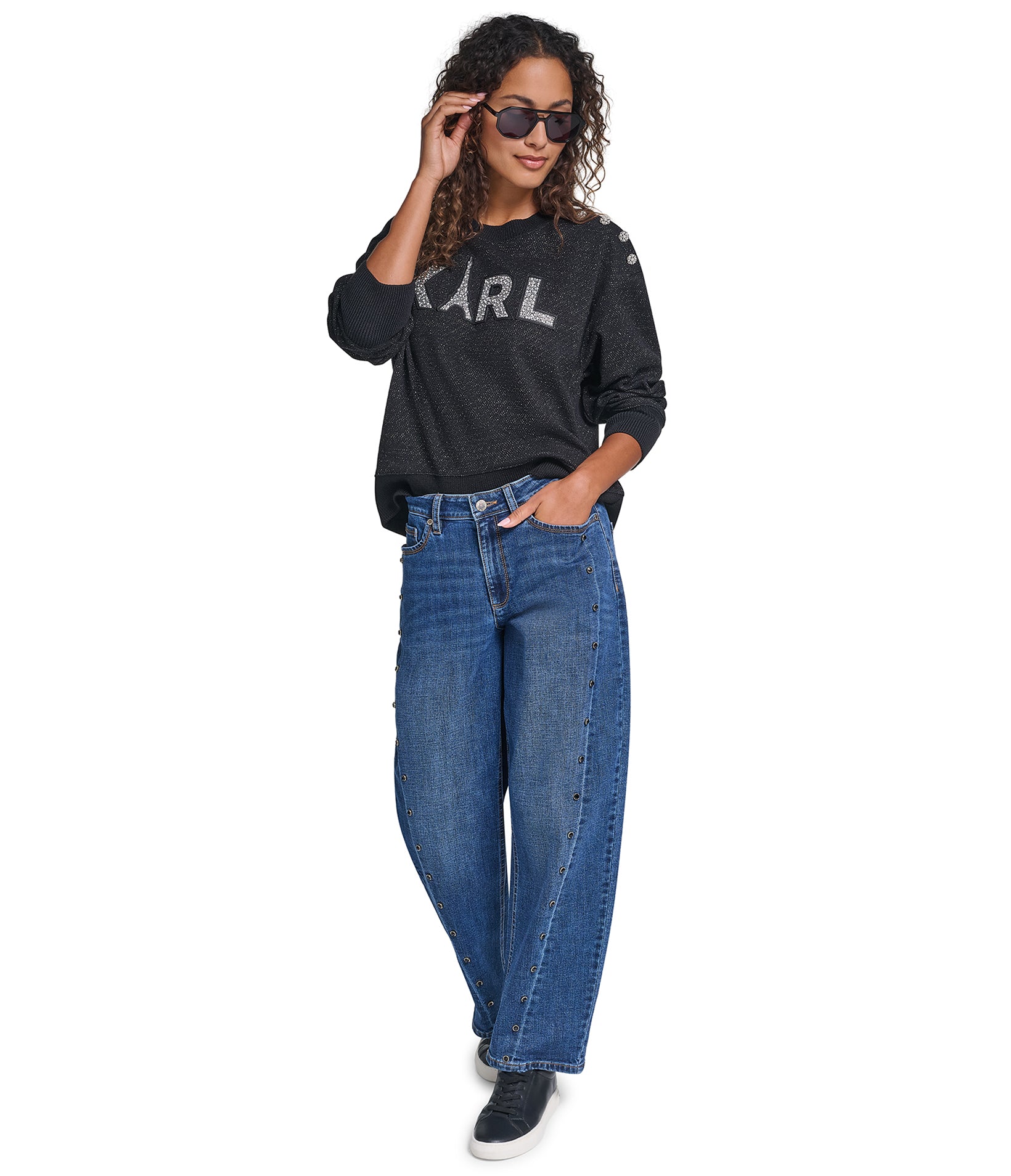 KARL LOGO SWEATSHIRT WITH BUTTONS VIEW 4