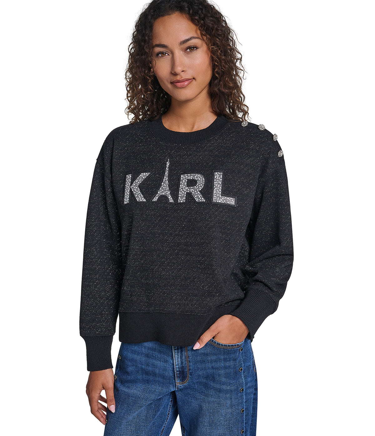 KARL LOGO SWEATSHIRT WITH BUTTONS VIEW 1