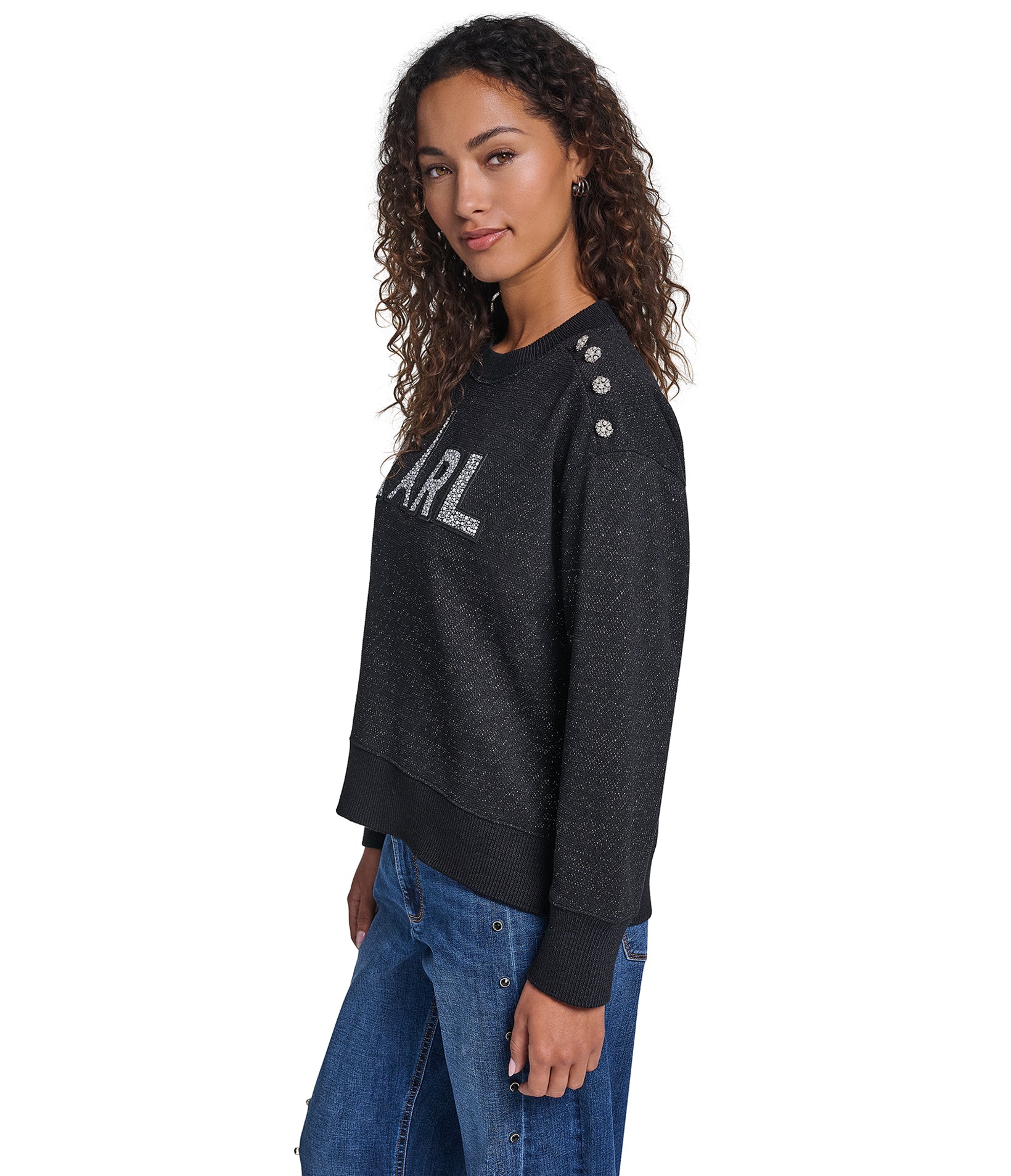 KARL LOGO SWEATSHIRT WITH BUTTONS VIEW 3