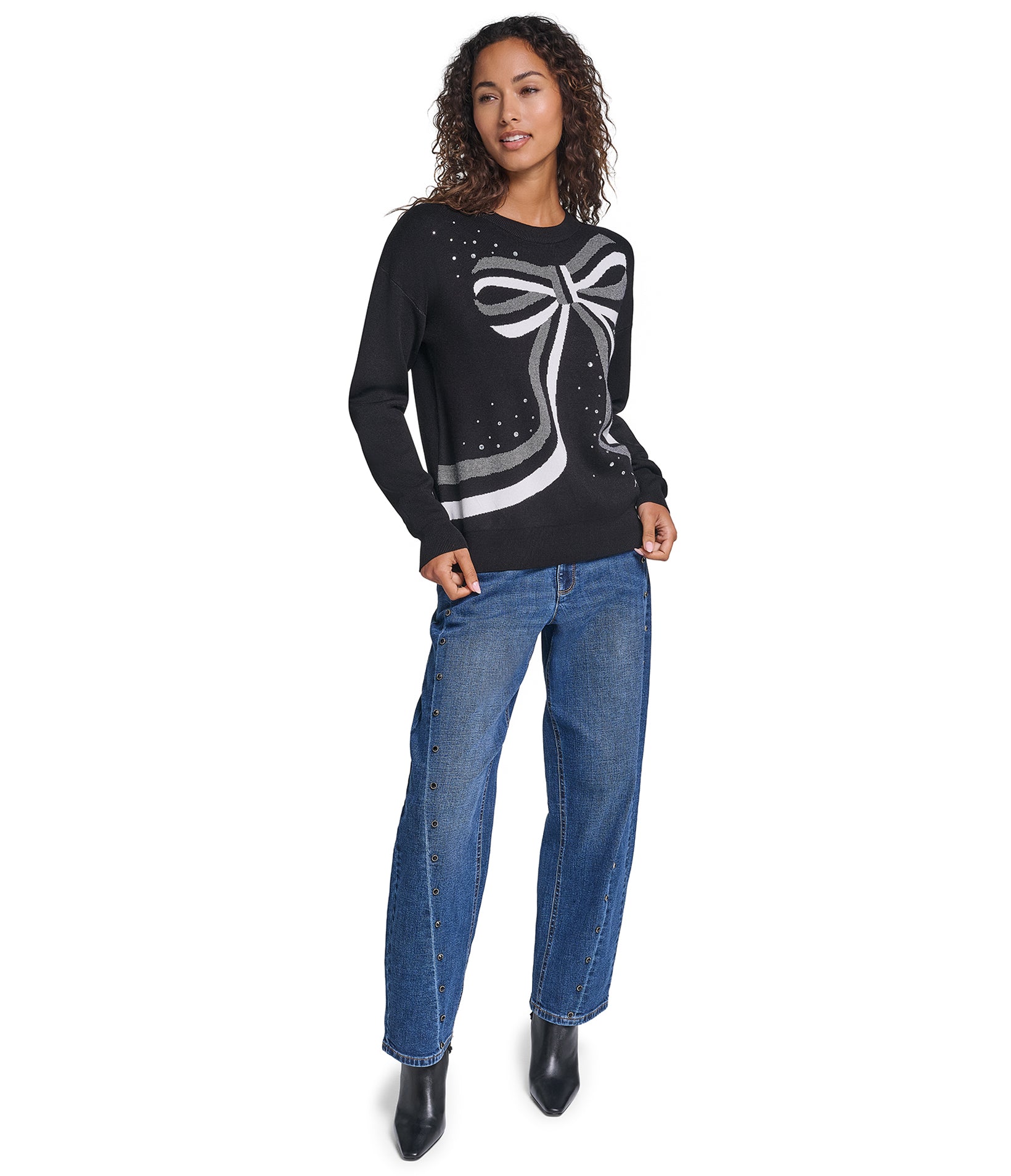 EMBELLESHED BOW PRINT SWEATER VIEW 5