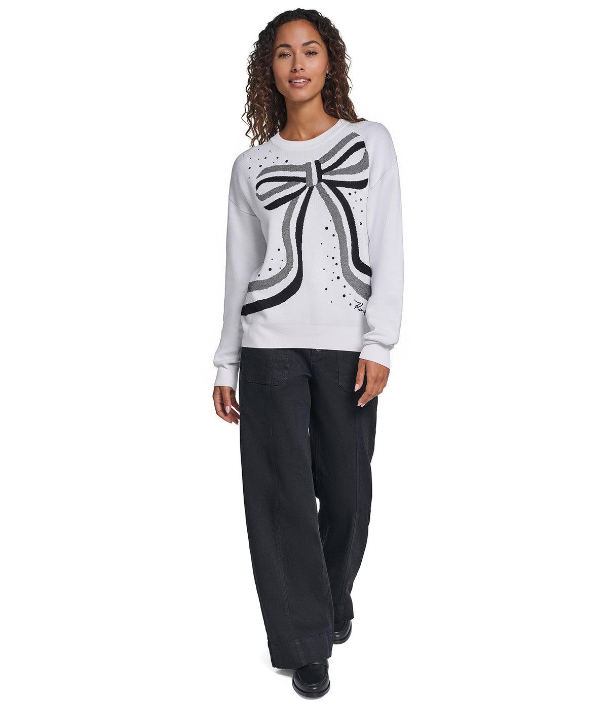 EMBELLESHED BOW PRINT SWEATER VIEW 4