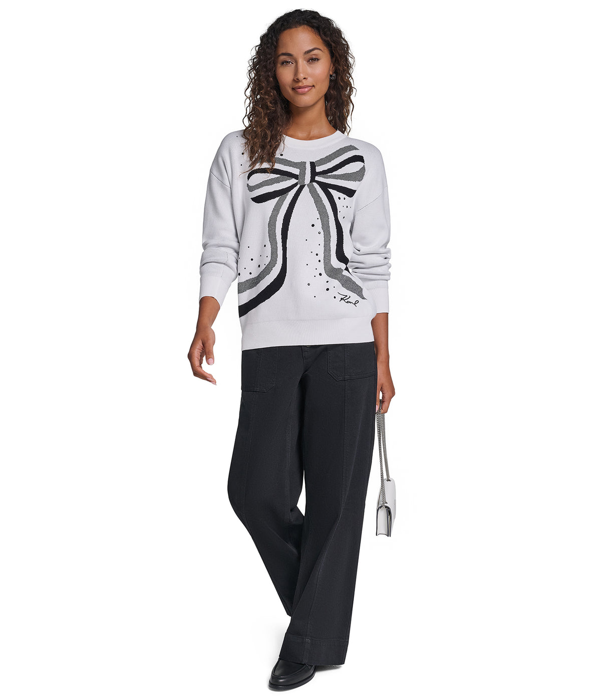 EMBELLESHED BOW PRINT SWEATER VIEW 5